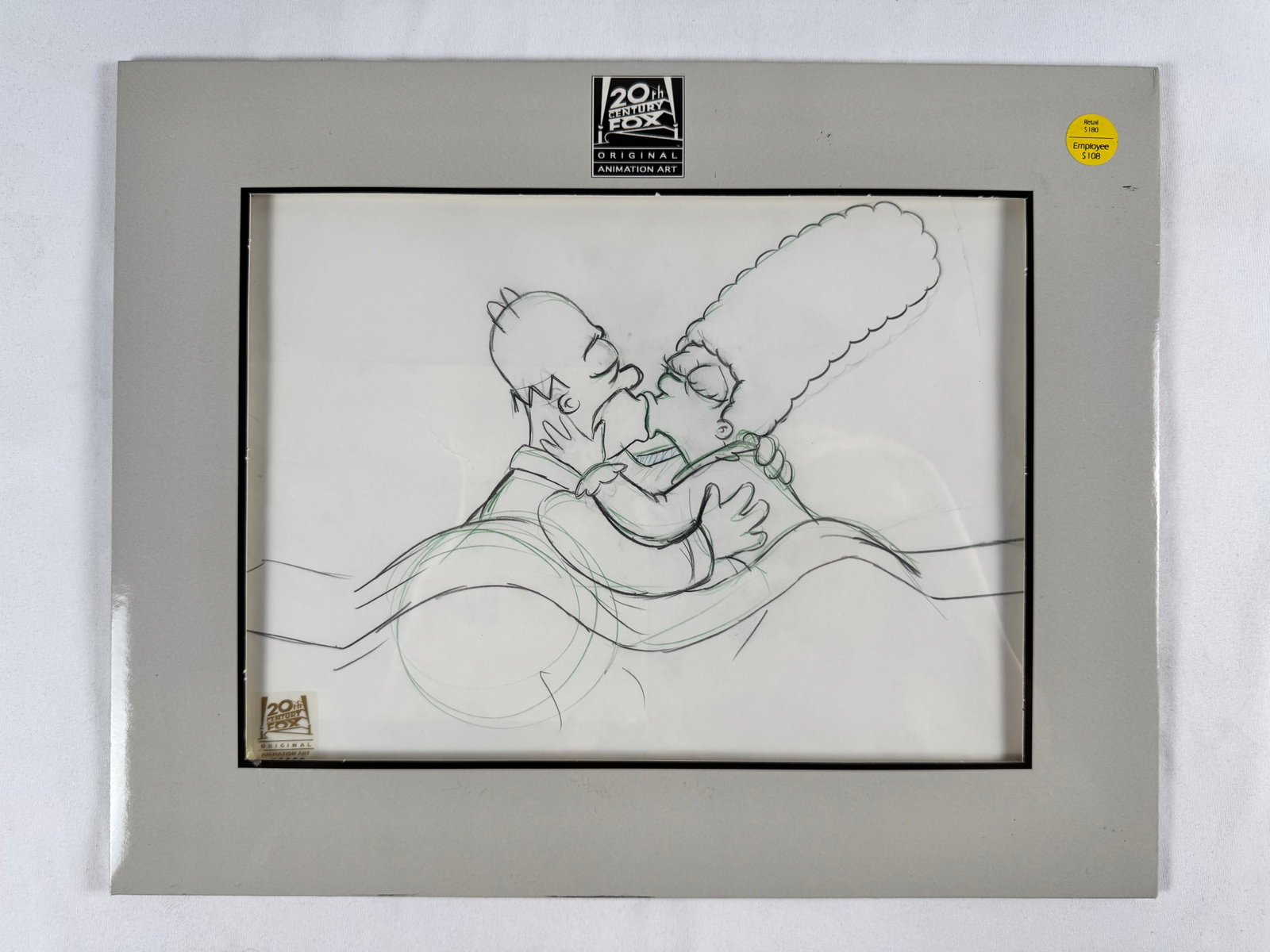 The Simpsons Homer and Marge Sealed Animation Cel Pencil Drawing 20th Century Fox Official: Offical and sealed