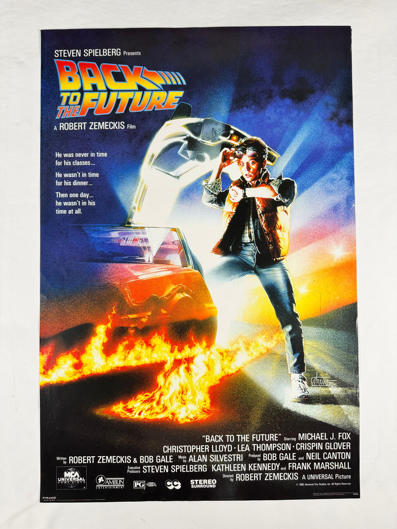 Back to the Future 1985 Reprint Vintage Movie Poster: Back to the Future is a 1985 American science fiction film directed by Robert Zemeckis and written by Zemeckis and Bob Gale. It stars Michael J. Fox, Christopher Lloyd, Lea Thompson, Crispin Glover, a