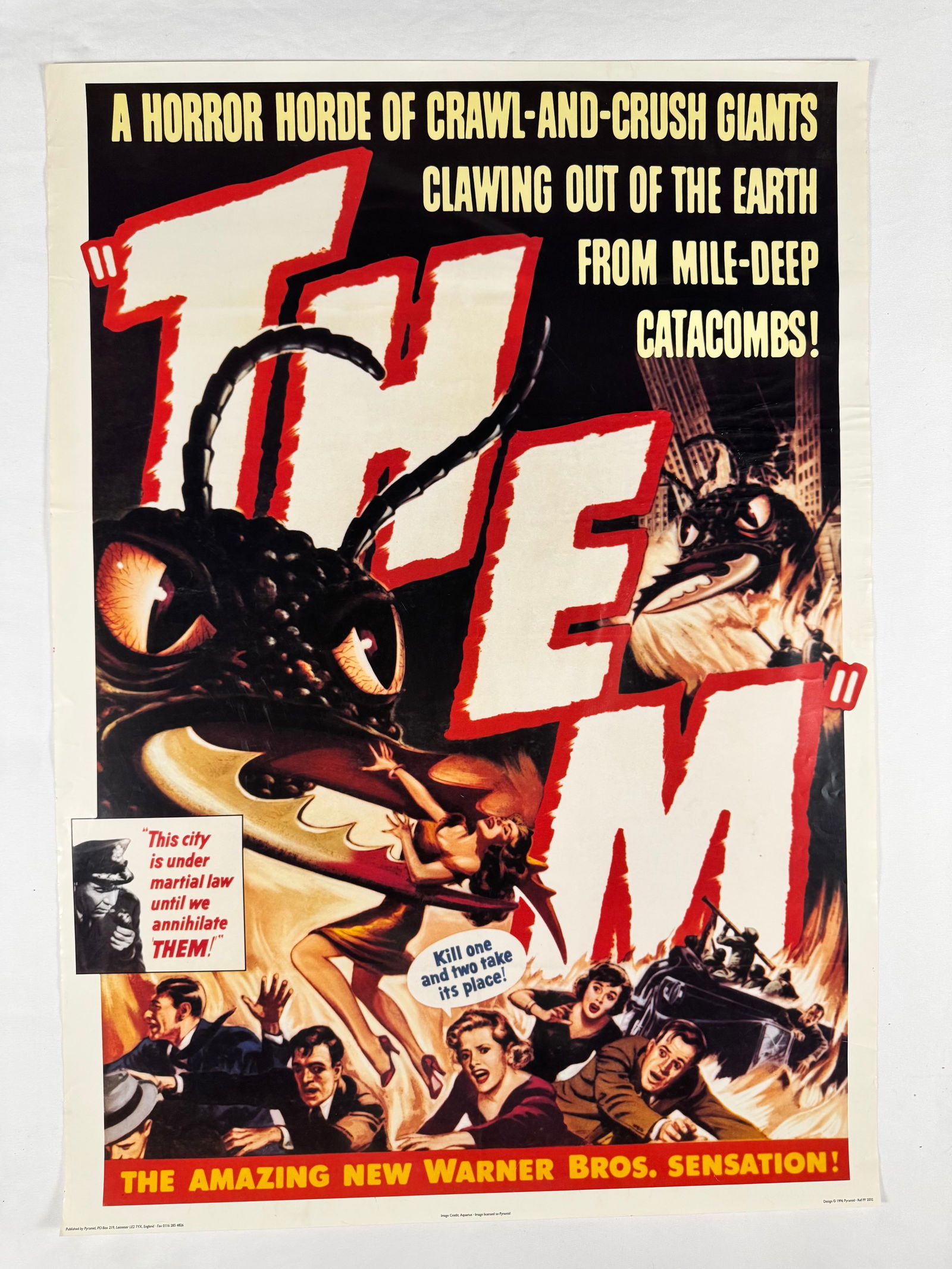 Them! 1954 Reprint Vintage Movie Poster: Them! is a 1954 black-and-white science fiction giant monster film starring James Whitmore, Edmund Gwenn, Joan Weldon, and James Arness. Produced by David Weisbart, the film was directed by Gordon Dou