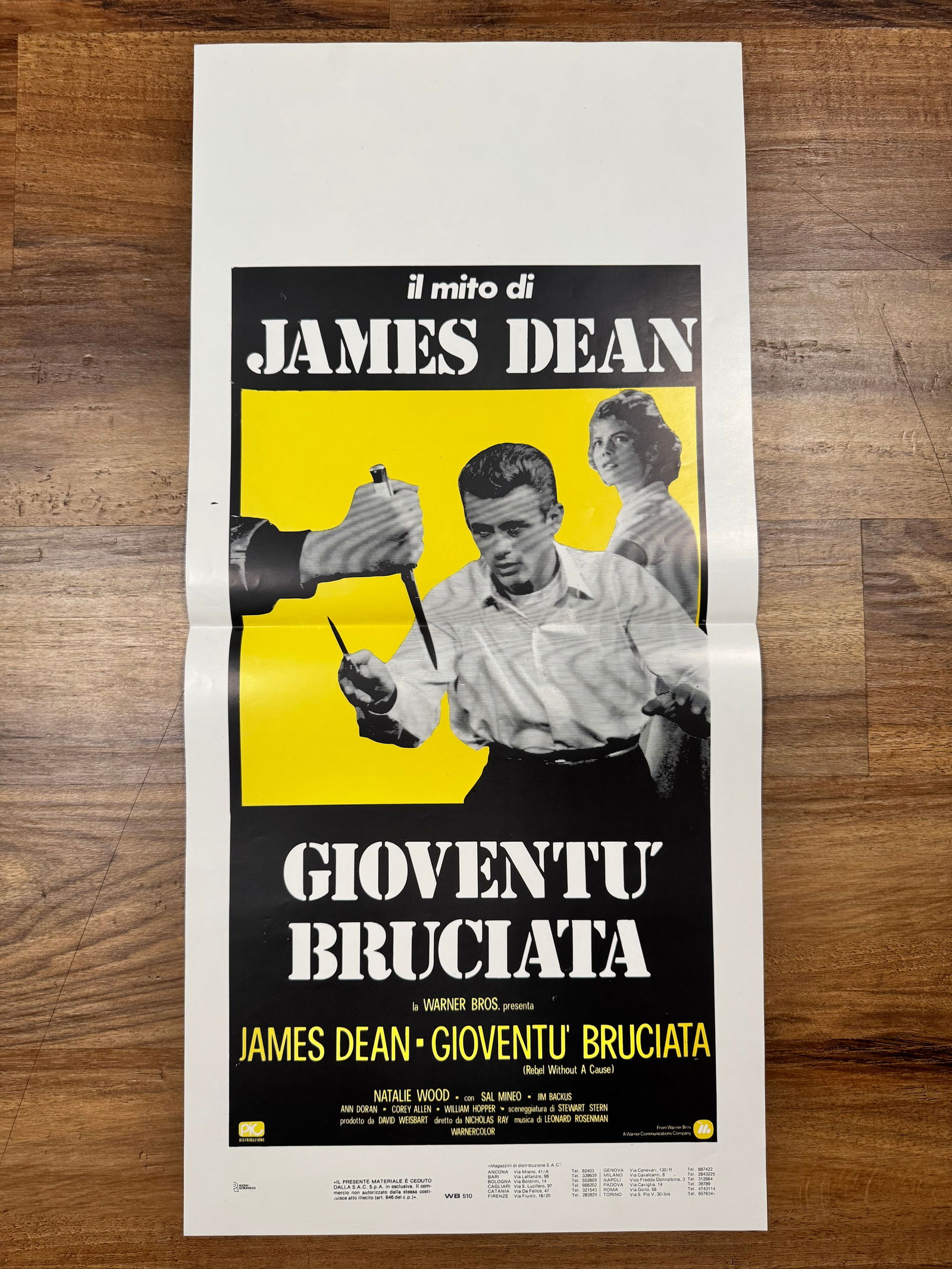 Rebel Without A Cause 1955 RR1980s Original Italian Locandino Folded Movie Poster James Dean Natalie: Rebel Without a Cause is a 1955 American coming-of-age melodrama film, directed by Nicholas Ray. The film stars James Dean, Natalie Wood, Sal Mineo, Jim Backus, Ann Doran, Corey Allen, William Hopper,