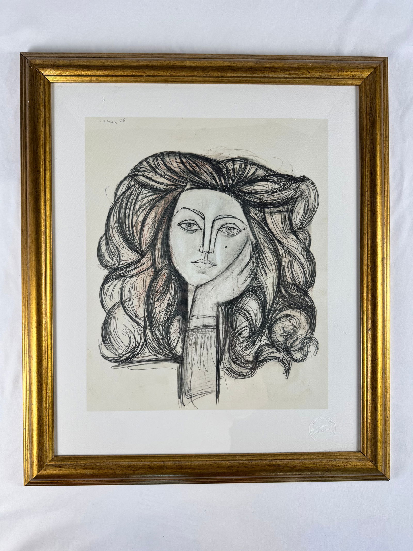 Portrait of Françoise Gilot by Pablo Picasso 421/1000 with COA Lithograph Embossed 1946 17x20.5: Pablo Diego José Francisco de Paula Juan Nepomuceno María de los Remedios Cipriano de la Santísima Trinidad Ruiz y Picasso (25 October 1881 – 8 April 1973) was a Spanish painter, sculptor, printm