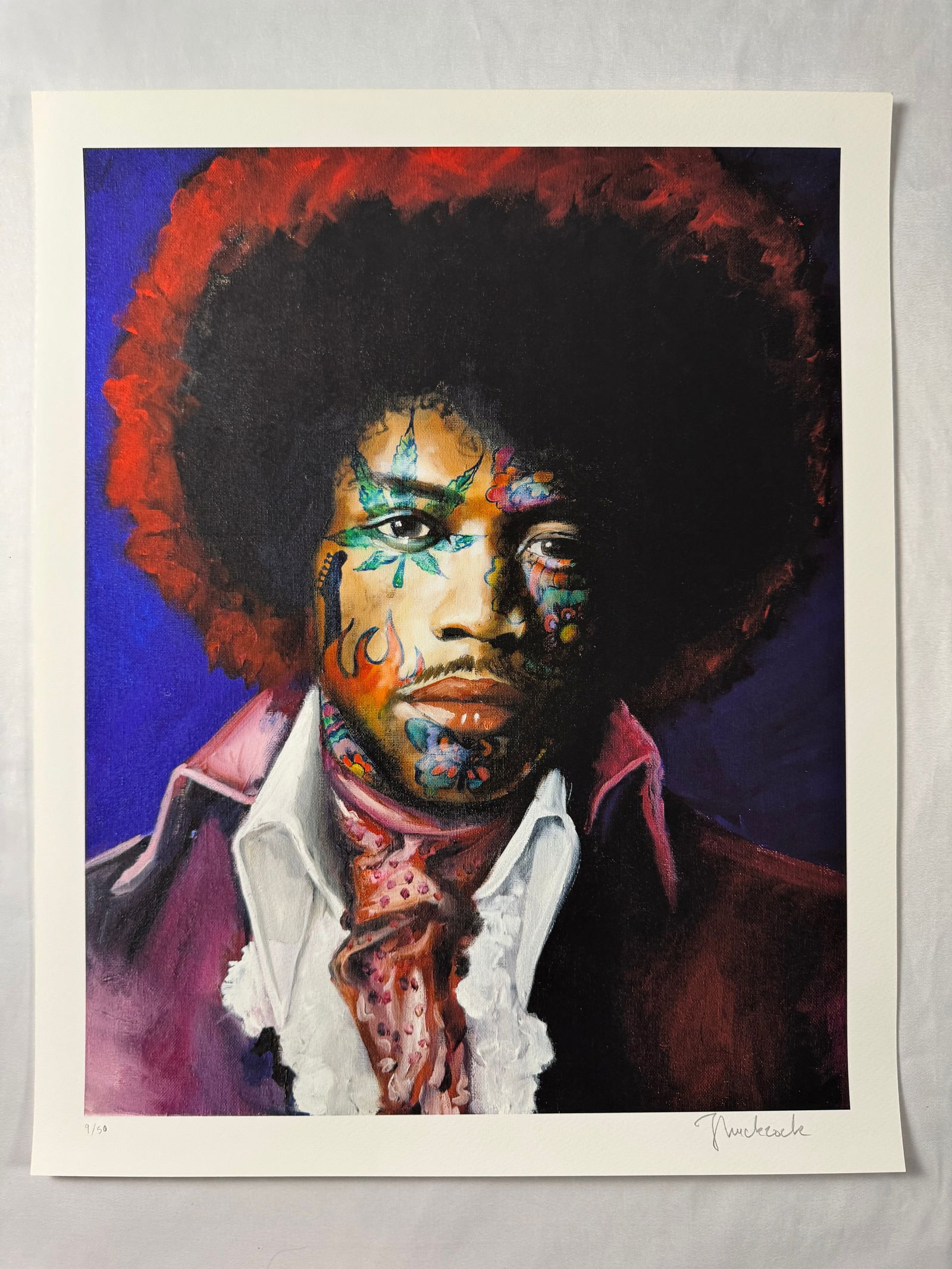 Jimmy Hendrix Numbered 9/50 by Jules Muck Original Limited Edition Signed Print, 16"x20" (1 of 4)