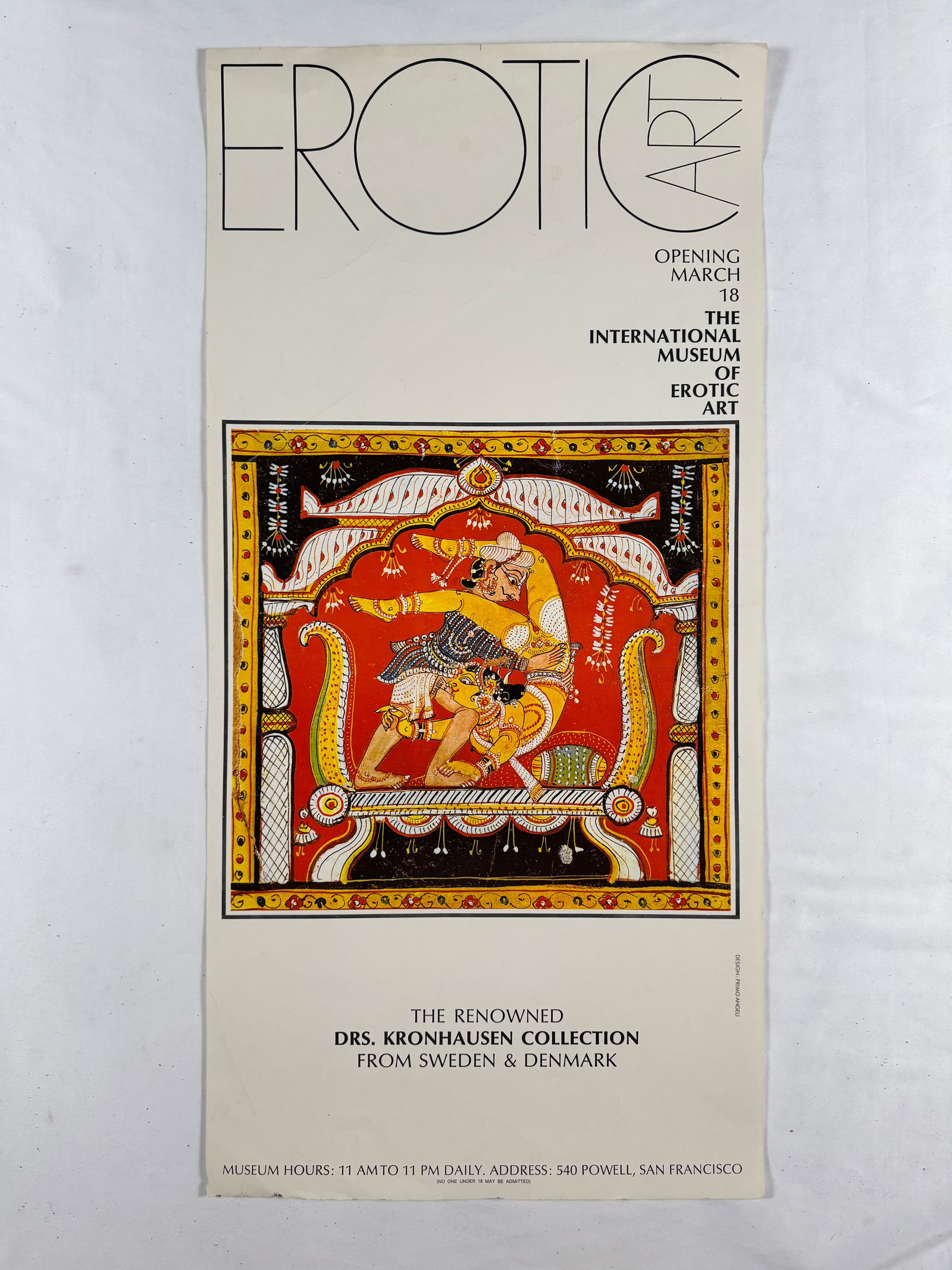 Erotic Art Original Vintage Exhibit Poster Drs Kronausen Sweden Denmark: Erotie - The International Museum Of Erotic Art - The Renowned Drs. Kronhausen Collection From Sweden & DenmarkMuseum Hours: 11 Am To 11 Pm Daily. Address: 540 Powell, San Francisco (No One Under 18 M