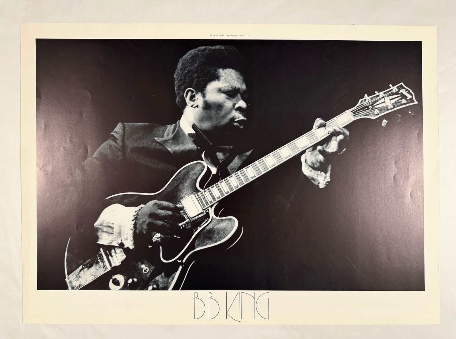 B.B. King Paris:Pleyel 1980 Print Photograph Poster by Philippe Gras 27"x19" (1 of 5)