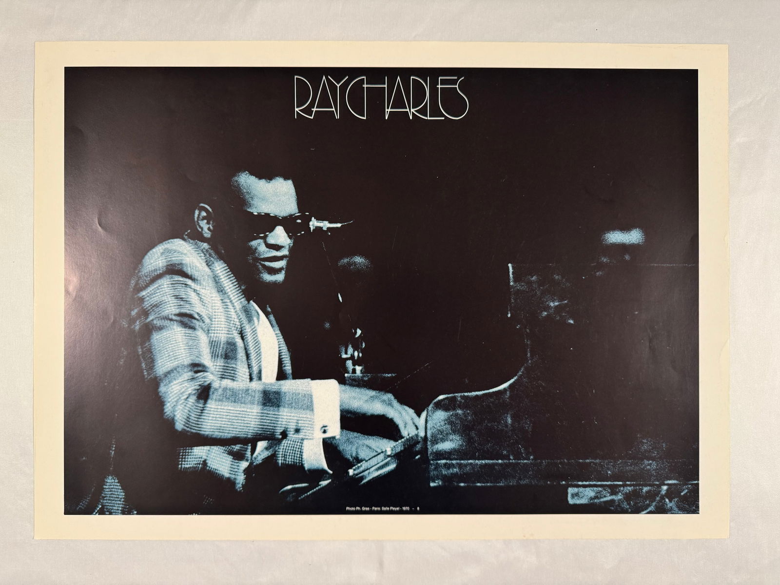 Ray Charles at Paris Sallepleyel 1970 Print Photograph Poster by Philippe Gras 27"x19" (1 of 5)