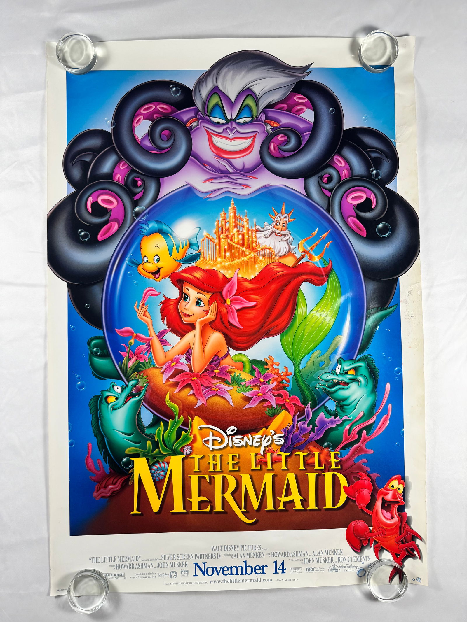 The Liitle Mermaid 1989 Style B One Sheet Double Sided DSS Original Vintage Movie Poster 27"x40" (1 of 5)