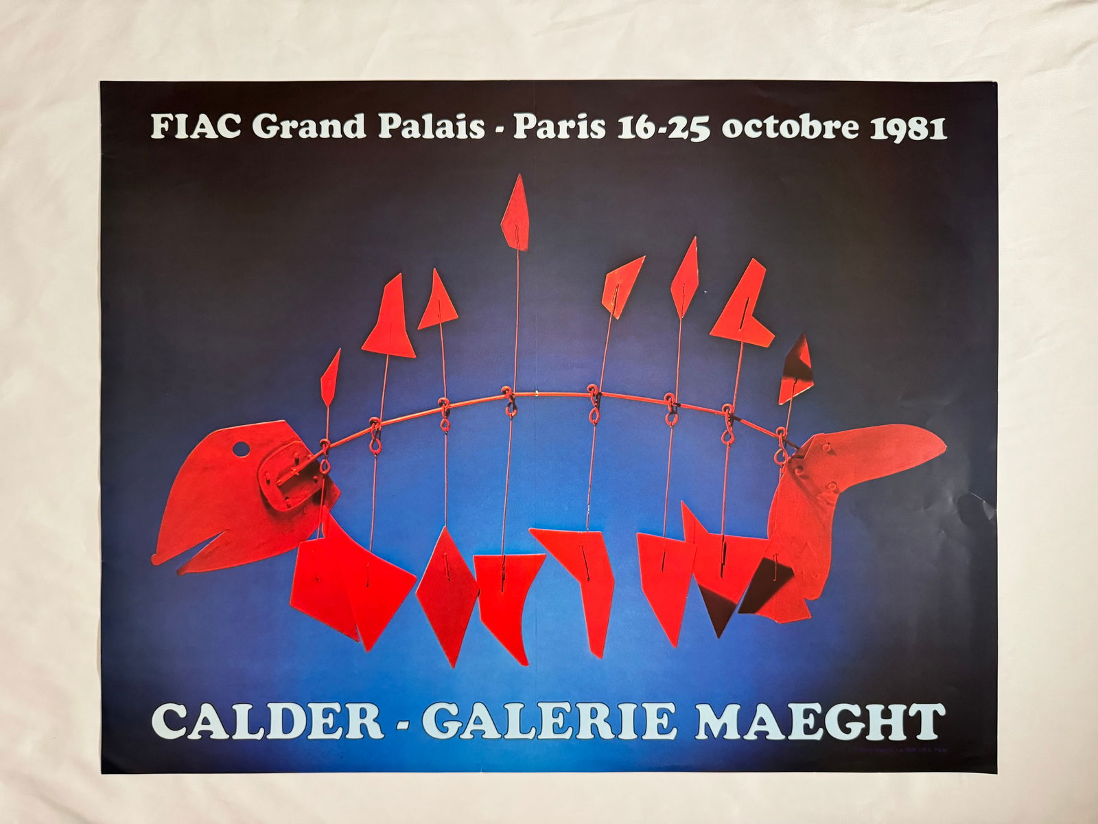Alexander Calder - Galerie Maeght at Fiac 1981 Grand Palais in Paris Original Poster 31.5x24.5": Alexander "Sandy" Calder (1898 – 1976) was an American sculptor known both for his innovative mobiles (kinetic sculptures powered by motors or air currents) that embrace chance in their aesthetic, h