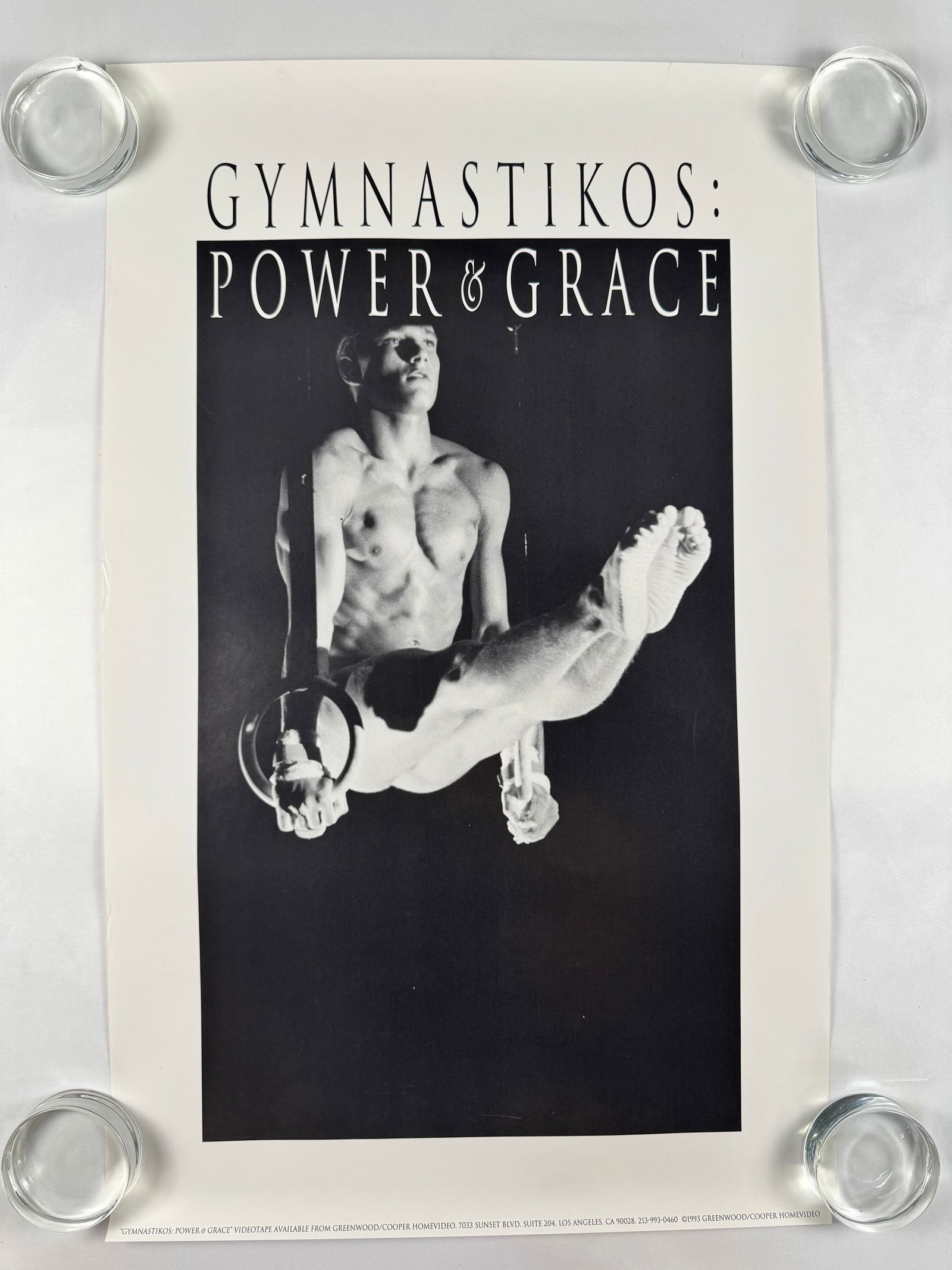 Gymnastikos: Power & Grace Original B&W Gymnastics Rings Vintage Poster Gay Male Interest (1 of 4)