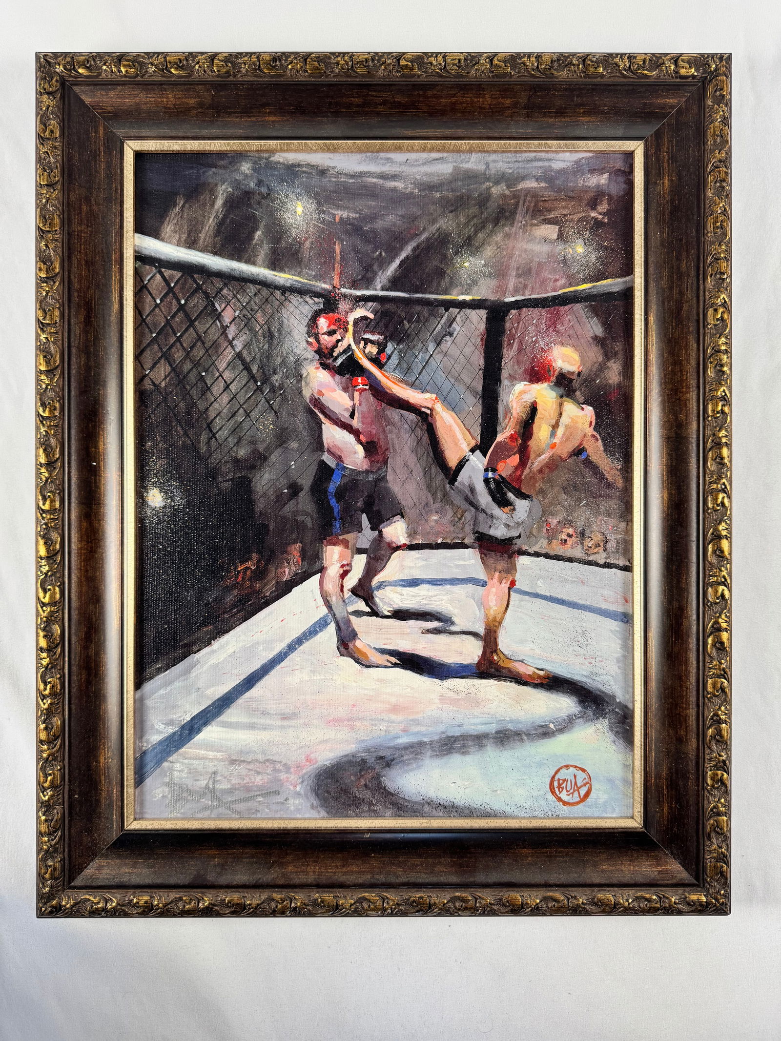 Justin Bua MMA Original Framed Oil on Canvas Art Painting 11x15" (1 of 6)