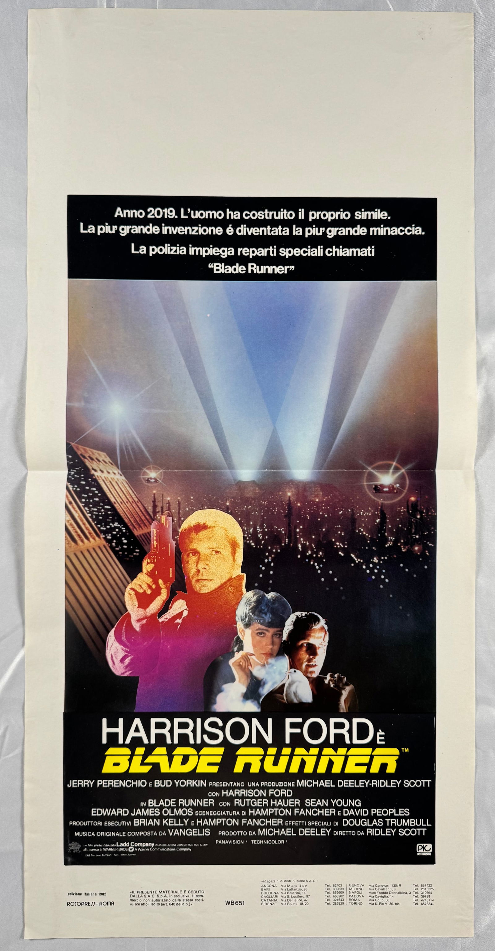 Blade Runner 1982 Original Italian Locandino Folded Movie Poster 13"x27.5" Ridley Scott Harrison (1 of 4)