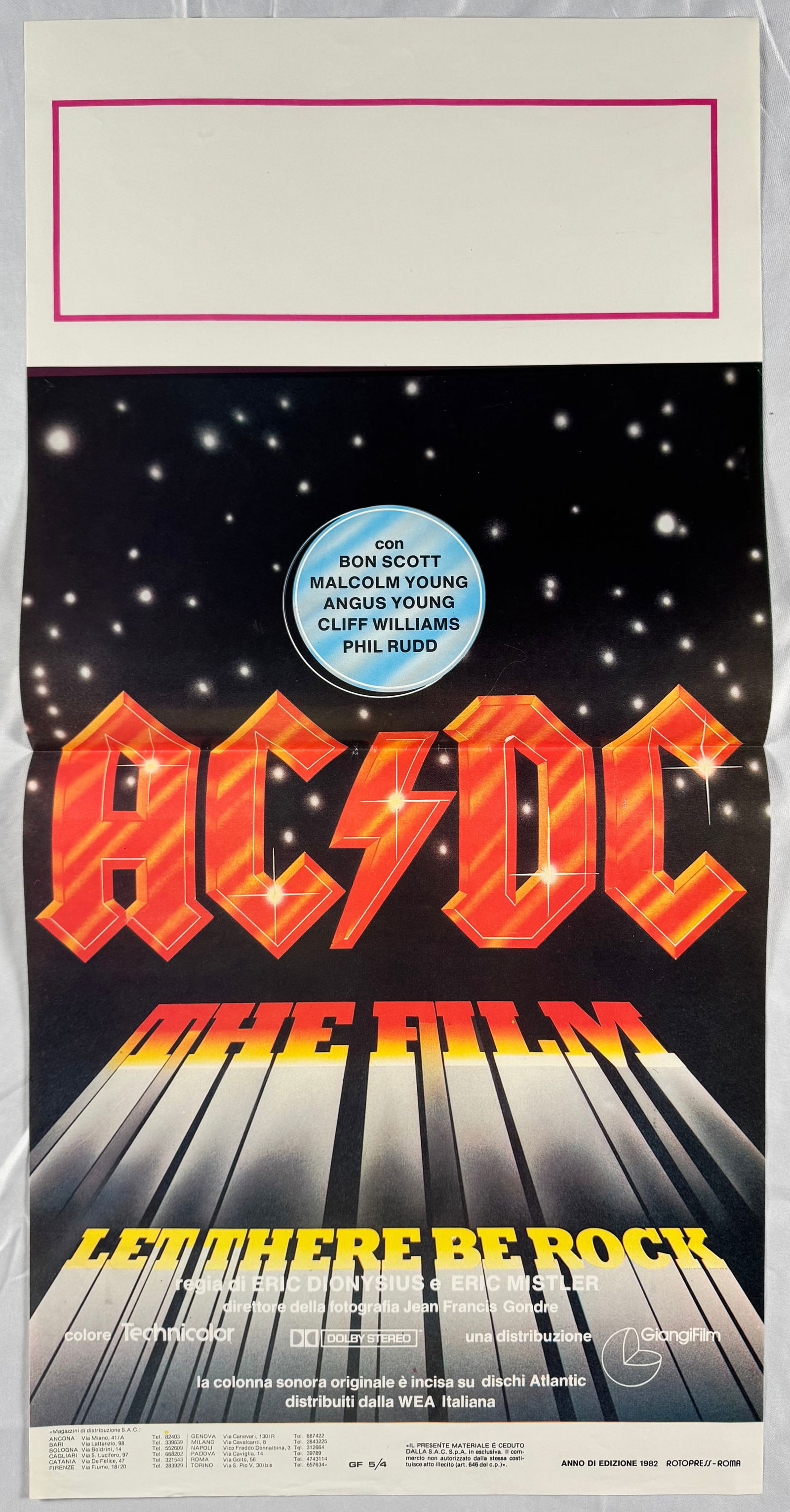 AC/DC Original Italian Locandino Folded Movie Poster Concert Film 13"x27.5" (1 of 4)