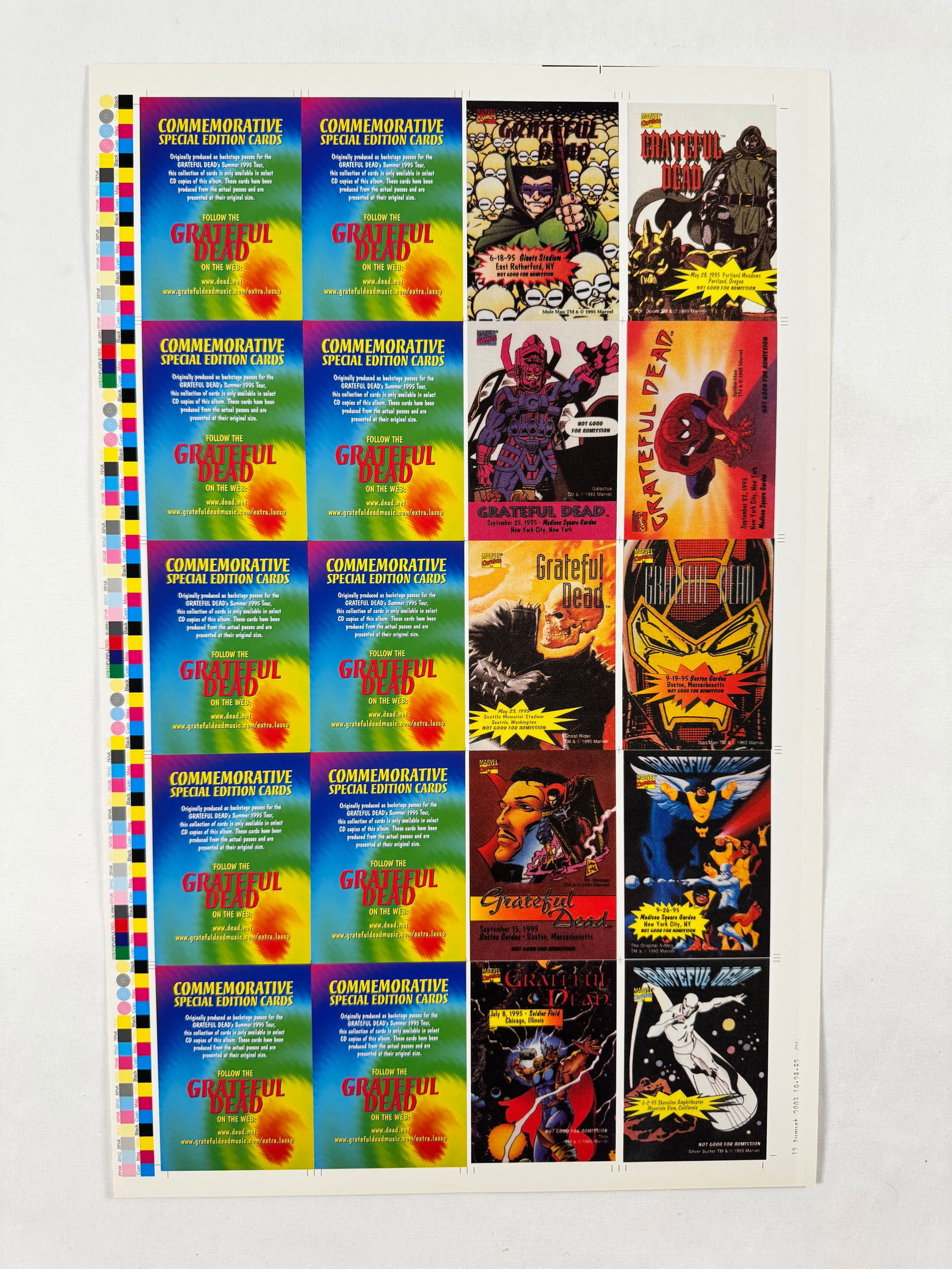1995 Grateful Dead Marvel Commemorative 2003 Trading Card Set Uncut Proof (1 of 7)