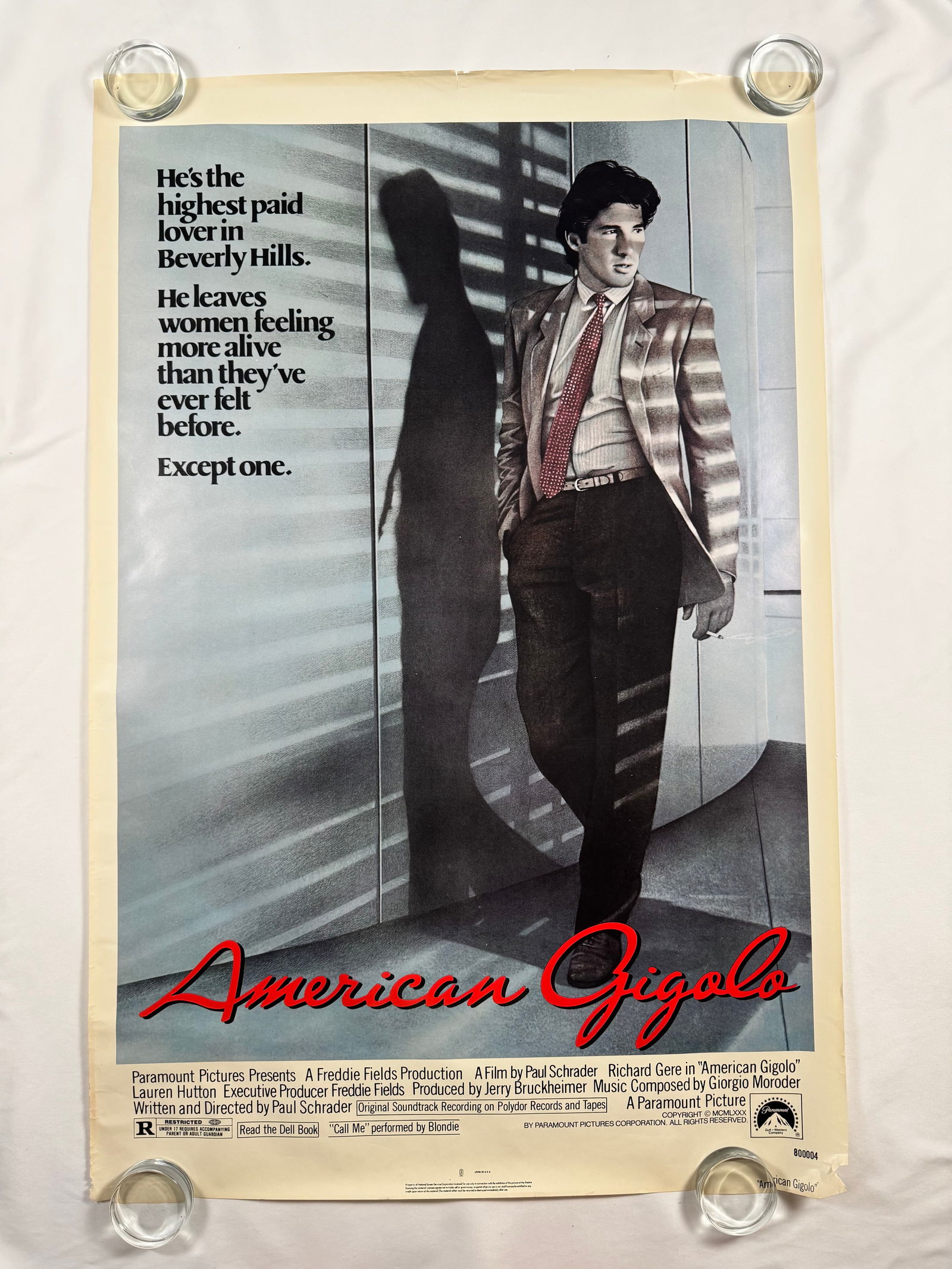 American Gigolo 1980 Original Vintage Movie Poster 27x41" Richard Gere Film (1 of 6)