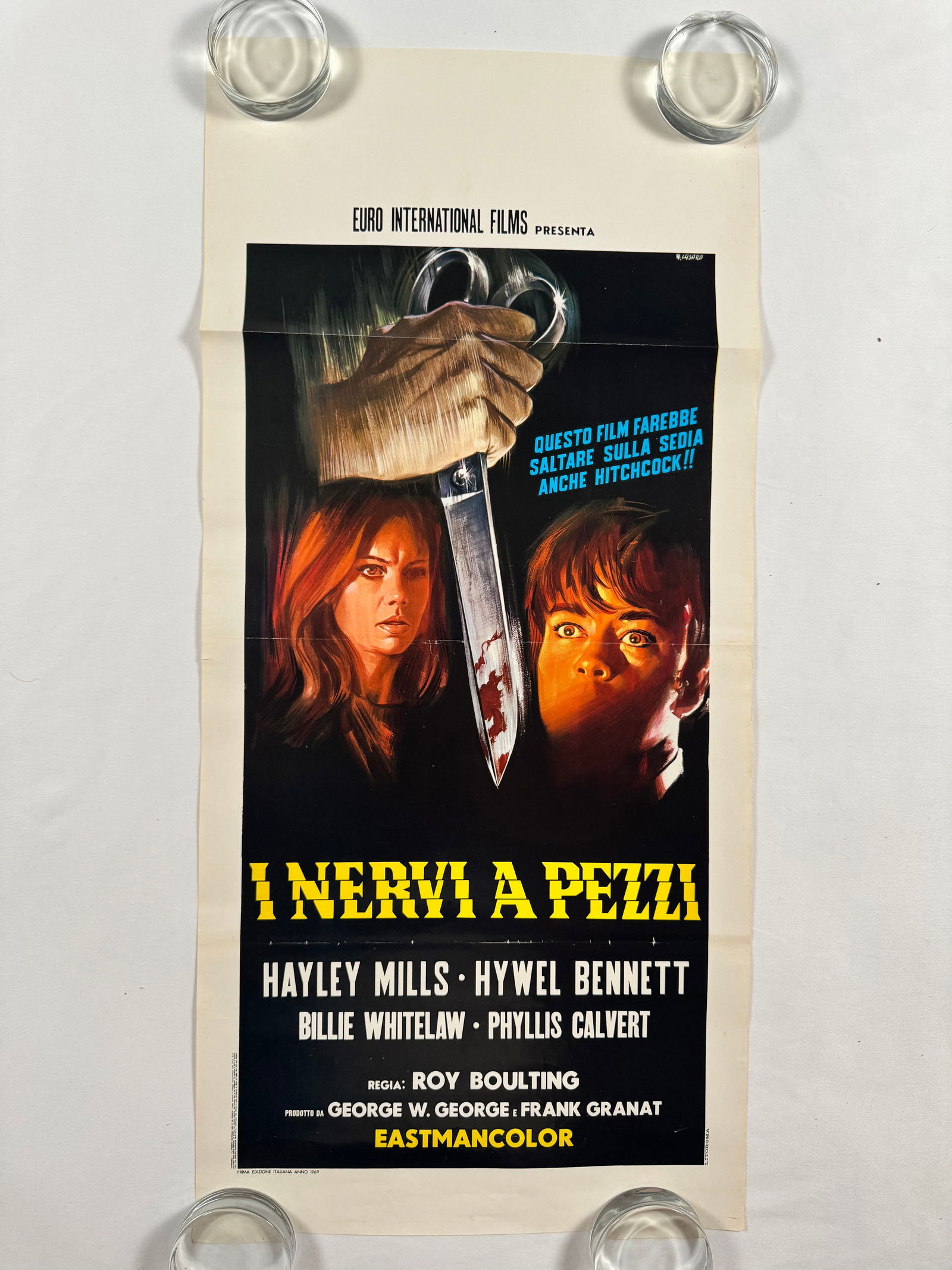 Twisted Nerve 1968 Italian Locadino Original Vintage Movie Poster: Twisted Nerve is a 1968 British psychological thriller film directed by Roy Boulting and starring Hywel Bennett, Hayley Mills, Billie Whitelaw and Frank Finlay. The film follows a disturbed young man,