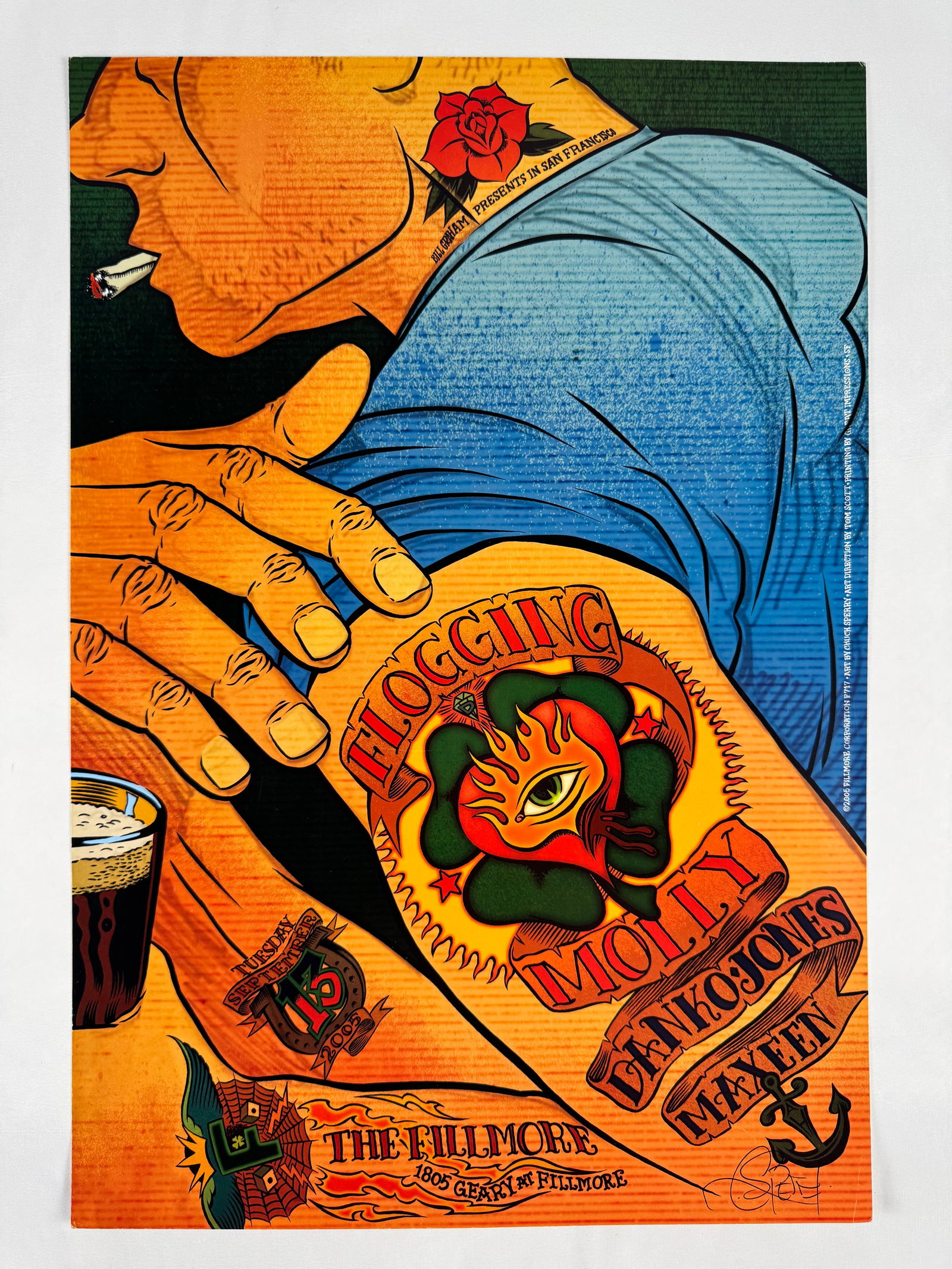 Flogging Molly Danko Jones Maxeen Fillmore Poster 2008 Signed by Chuck Sperry (1 of 4)