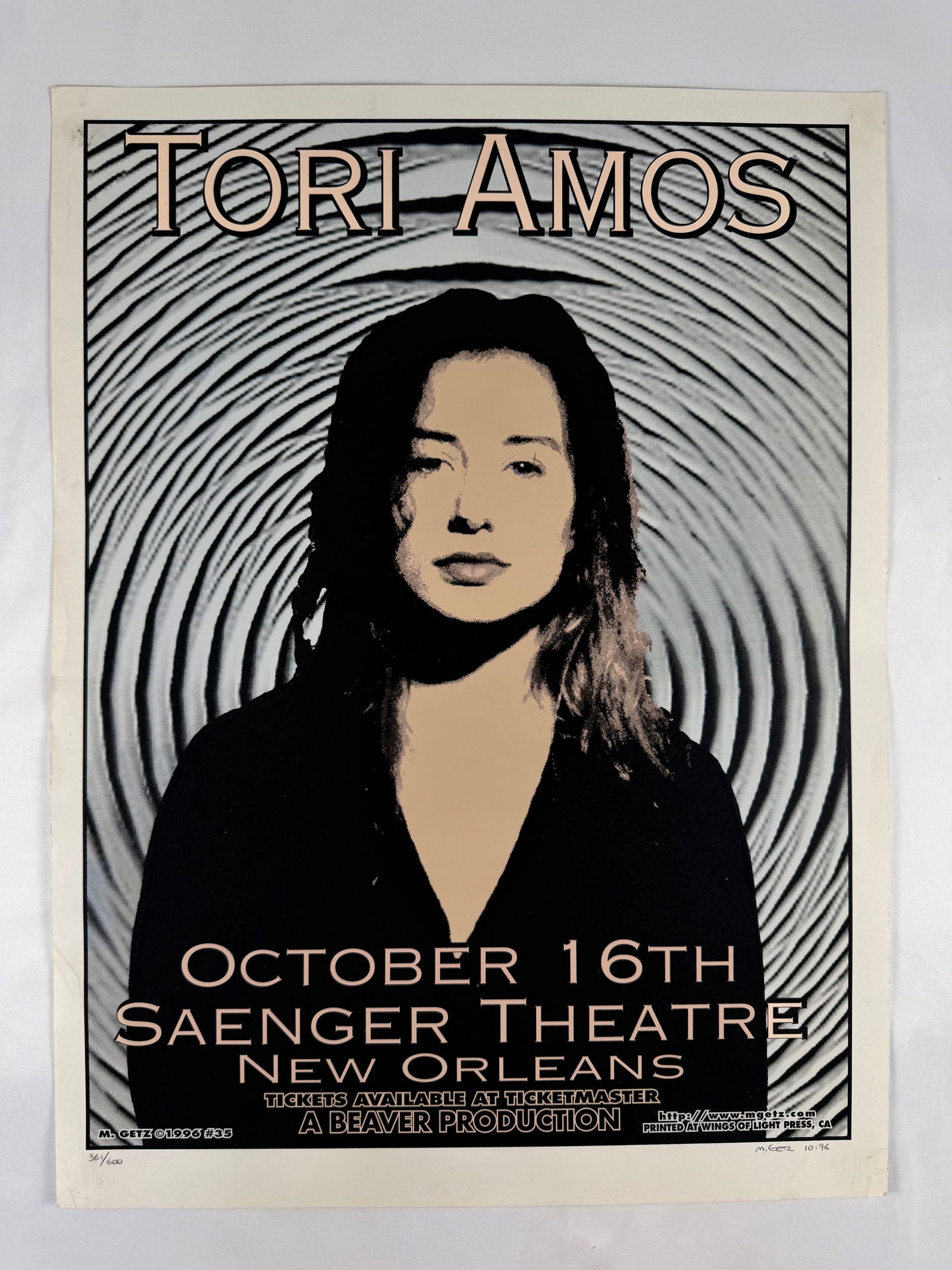 Tori Amos Saenger Theatre New Orleans Concert Poster Numbered 361/600 Signed (1 of 4)