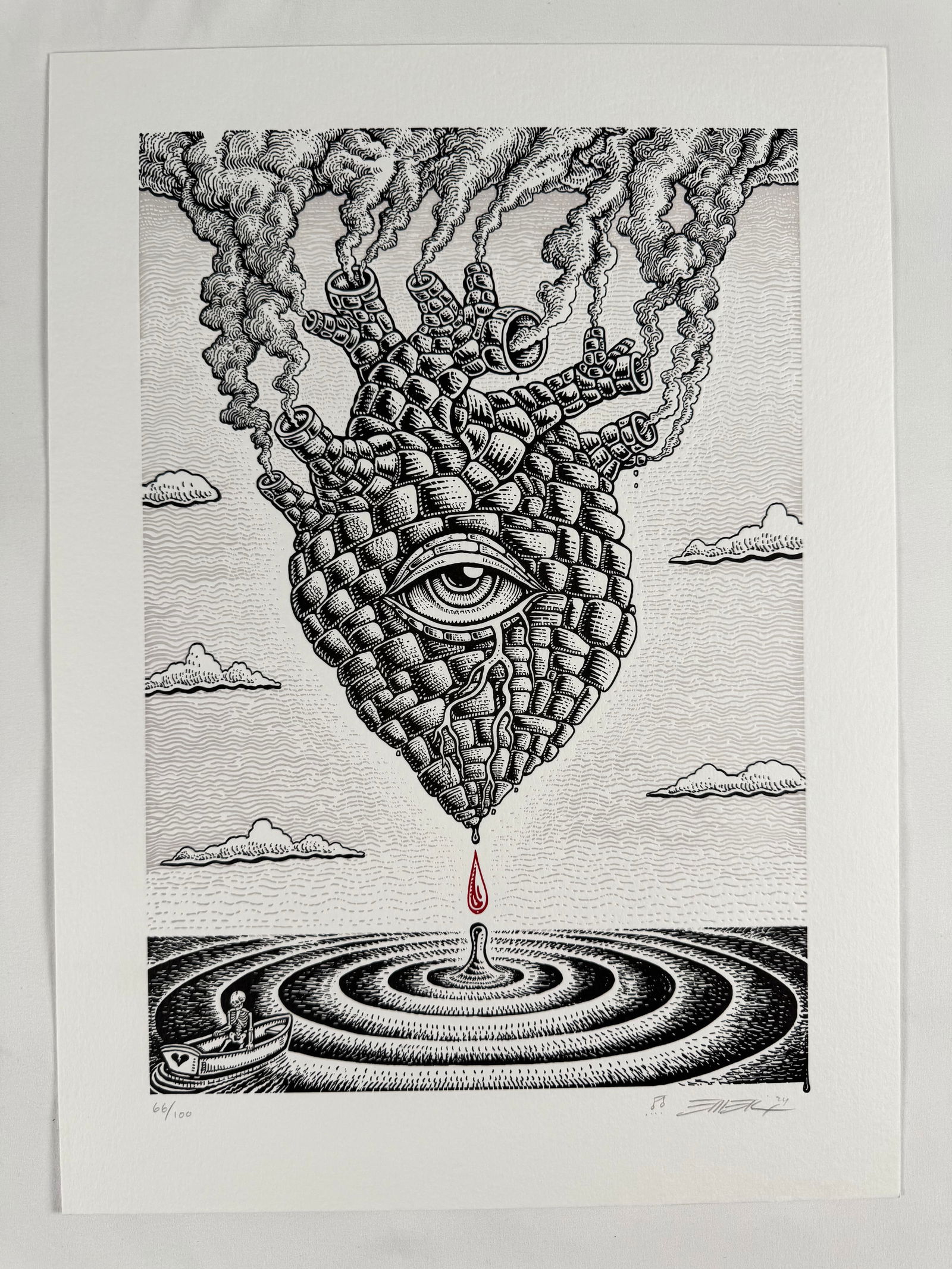 “Like Blood From a Stone" by Emek Signed Letterpress Print 66/150 Signed White Original Art (1 of 7)
