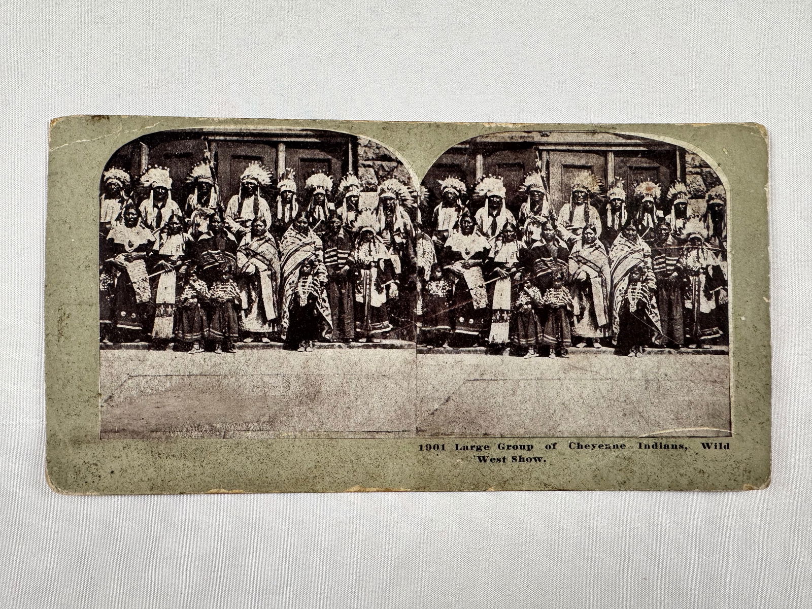 1901/1902 Large Group of Cheyenne/Sioux Indians, Wild West Show DSS Double Sided Original Large (1 of 9)
