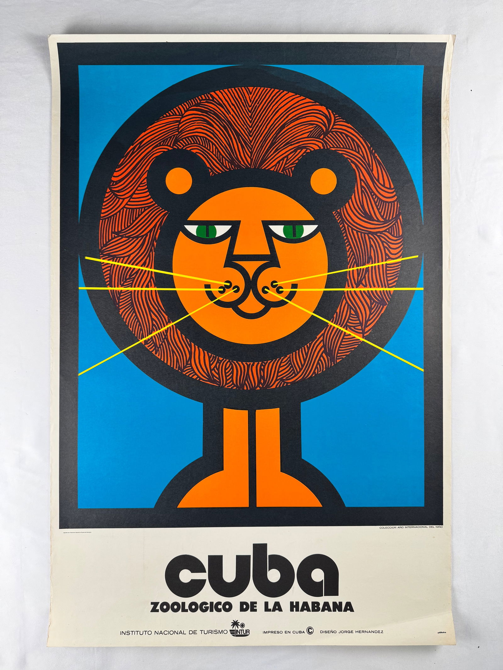 Cuba 1974 Zoologico de la Habana Tourism Original Poster: Designer: Jorge Hernández (credited bottom right: Diseño Jorge Hernández). Publisher: Instituto Nacional de Turismo (INTUR), Cuba. Series: “Colección Año Internacional del Niño” (Interna