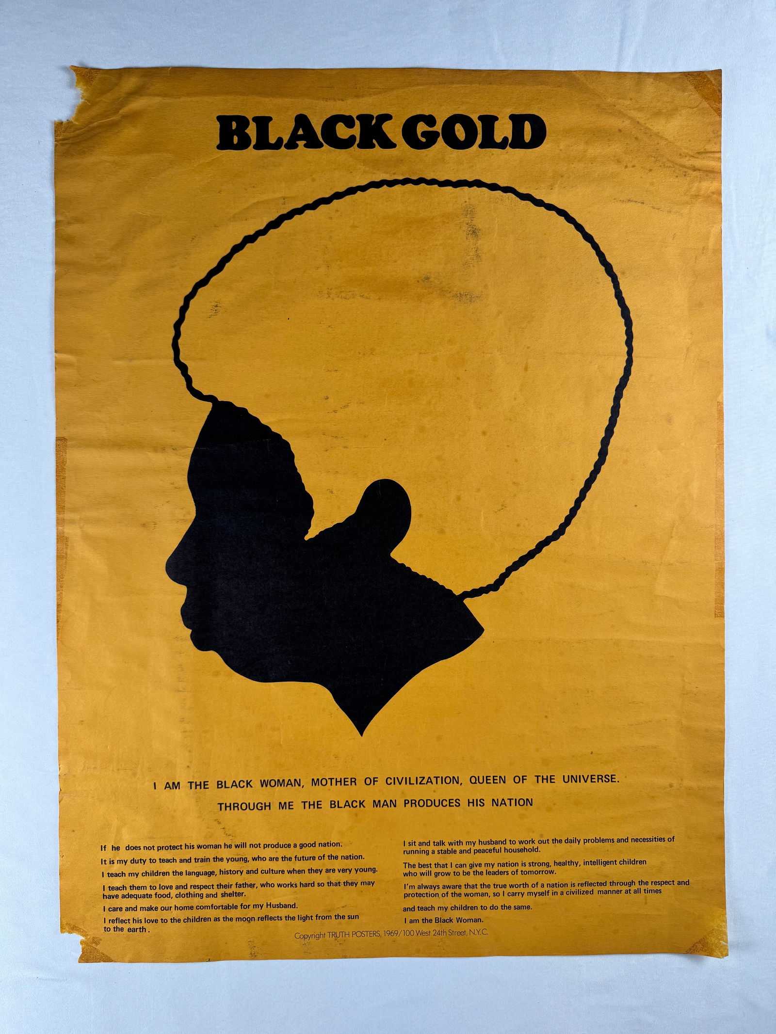 Black Gold Nina Simone Truth Posters Inc 1969 Original Poster: (BLACK POWER.) Black Gold . . . I am the Black Woman, Mother of Civilization. New York: Truth Posters, 1969. Artwork used for Nina Simone's Black Gold album.