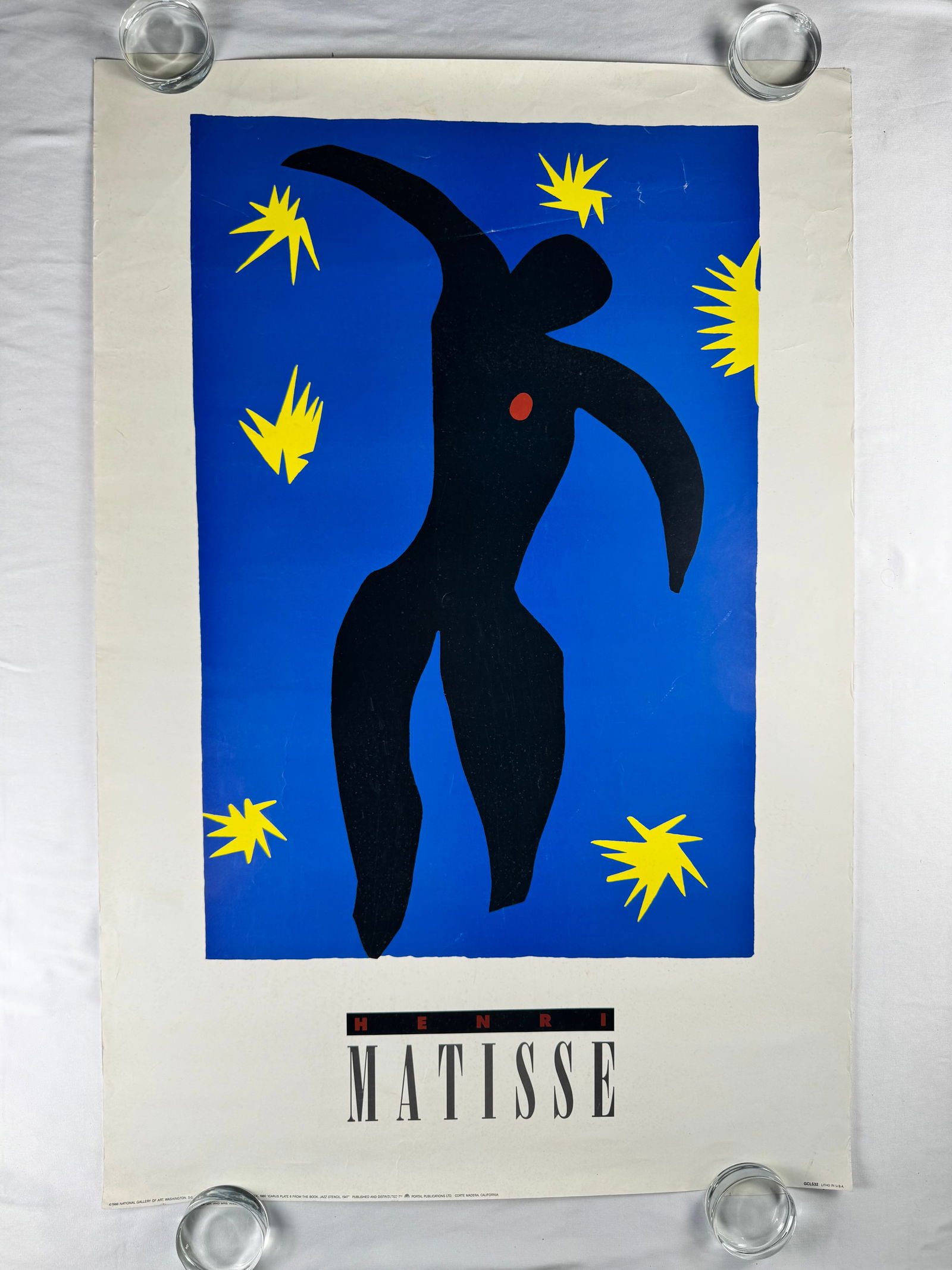 Henri Matisse 1988 "Icarus" (from Jazz) National Gallery of Art Exhibition Original Poster: ©1988 NATIONAL GALLERY OF ART, WASHINGTON, D.C. GIFT OF MR. AND MRS. ANDREW S. KECK, 1980 "ICARUS PLATE 8 FROM THE BOOK, JAZZ STENCIL, 1947" PUBLISHED AND DISTRIBUTED BY (® PORTAL PUBLICATIONS LTD.