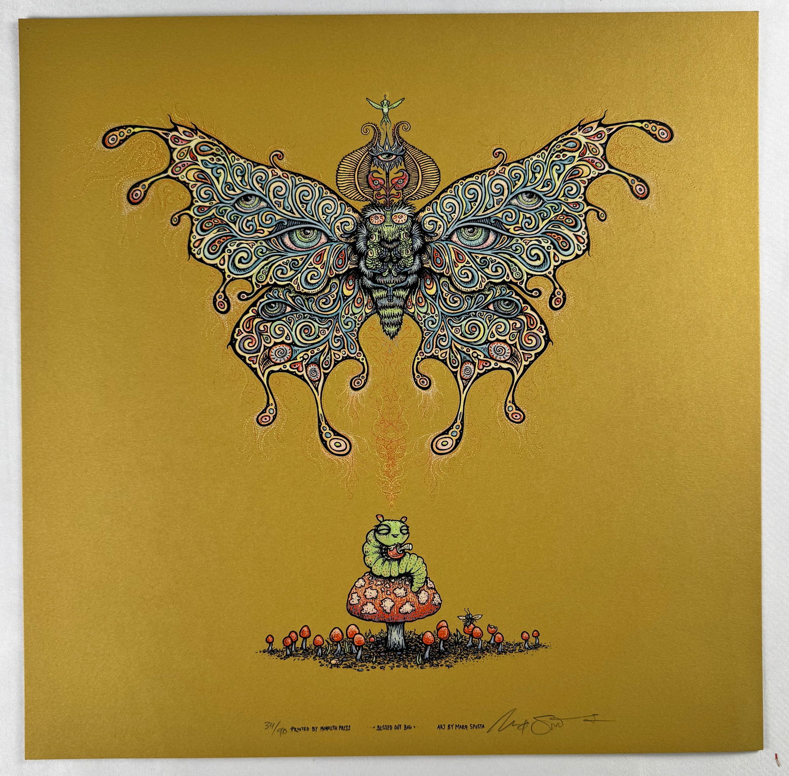 Marq Spusta Signed Numbered 34/90 Blissed Out Bug Screen Print (1 of 4)