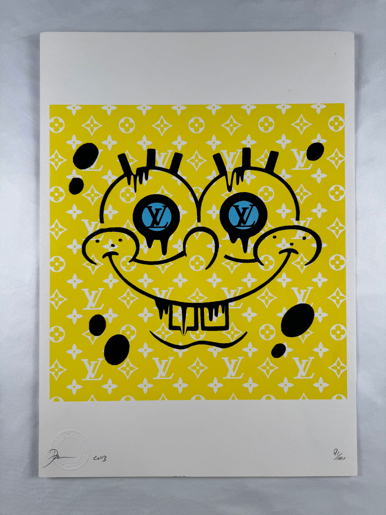 Sponge by Death NYC Signed Limited Edition Screenprint 91/100: Limited edition screenprint by Death NYC. Signed and dated 2013 with edition numbering visible in the margin.