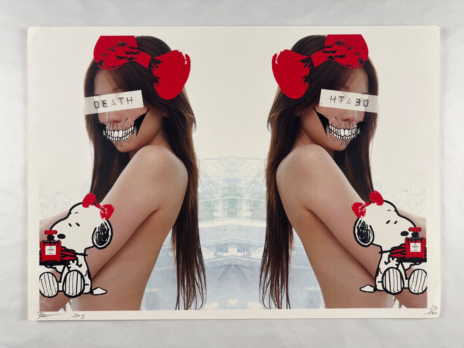 2 Girls by Death NYC Signed Limited Edition Screenprint 82/100: Limited edition screenprint by Death NYC. Signed and dated 2013 with edition numbering visible in the margin.