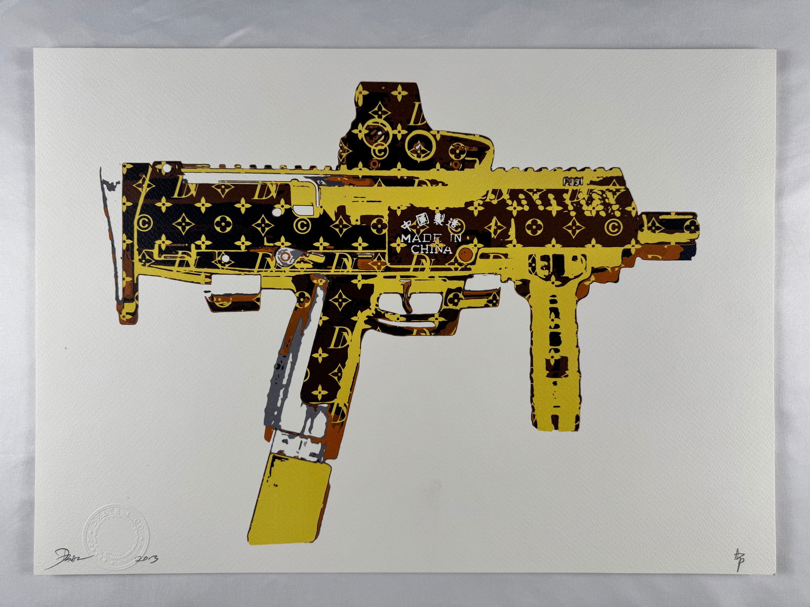 Sun Gun by Death NYC Signed Limited Edition Screenprint AP Artist Print: Limited edition screenprint by Death NYC. Signed and dated 2013 with edition numbering visible in the margin.