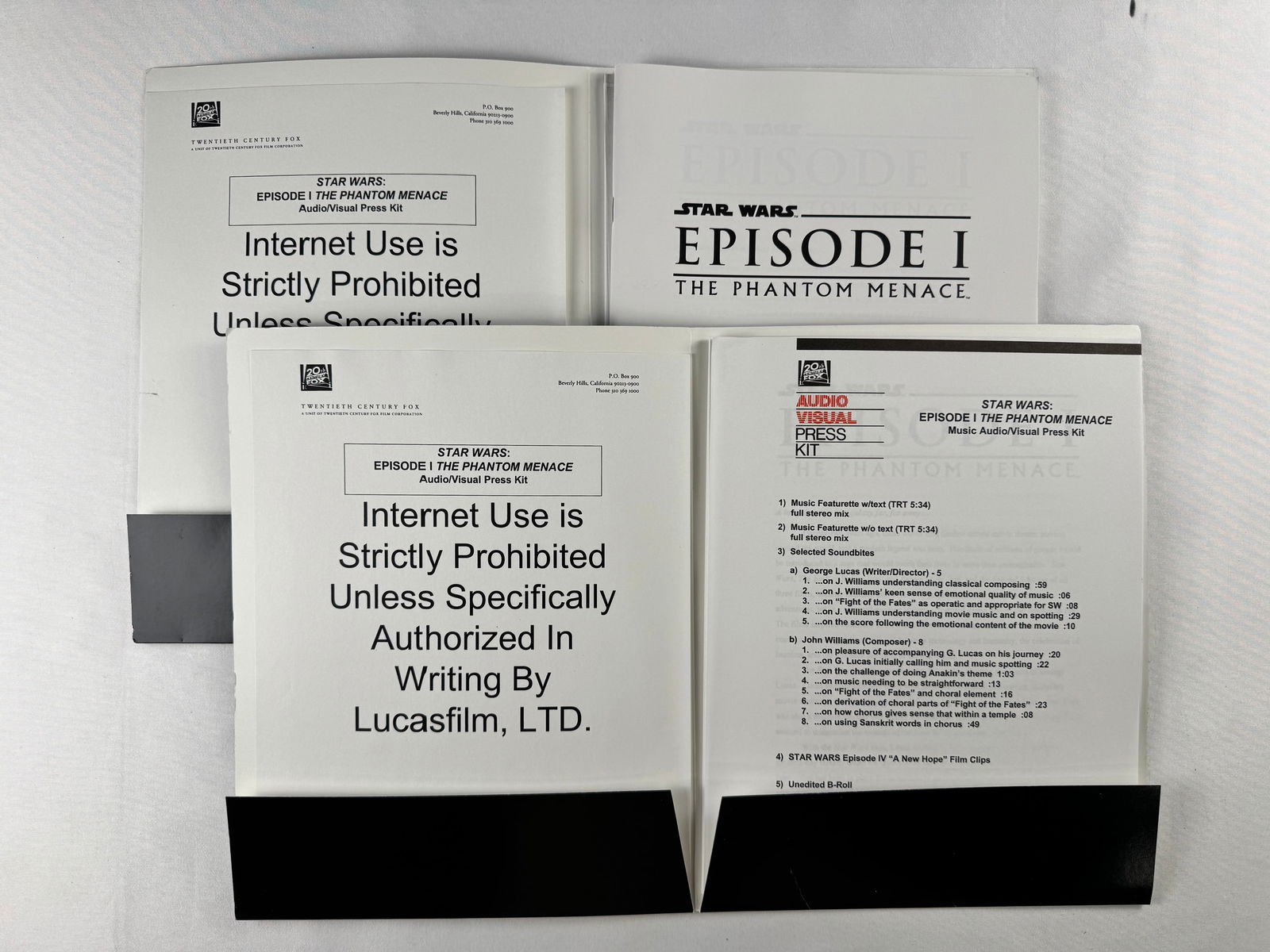 Star Wars Episode I The Phantom Menace Audio Visual Press Kit Folder Set (1 of 5)