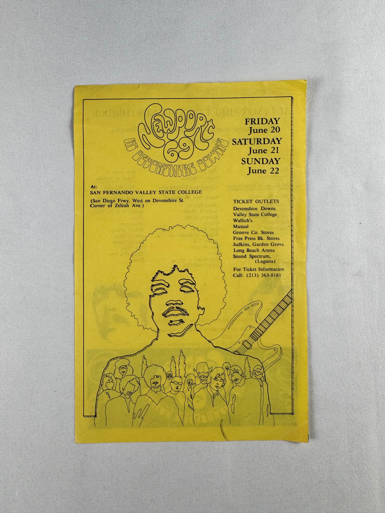 Jimi Hendrix Newport 69 at Devonshire Downs Handbill, June 20-22 1969 (San Fernando Valley State (1 of 3)