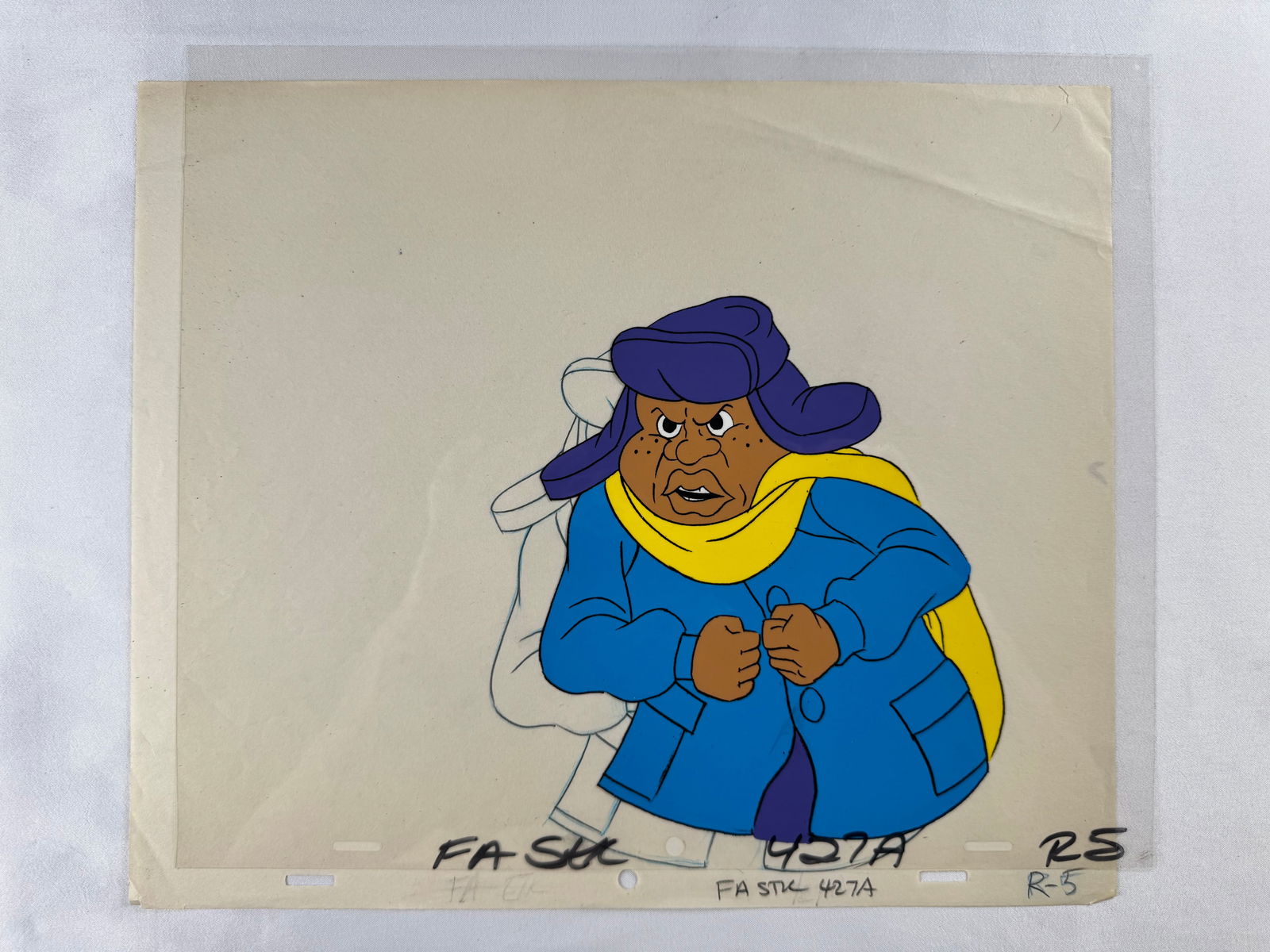 Fat Albert and the Cosby Kids Mushmouth Animation Production Cel: Hand-painted animation cel depicting Mushmouth from Fat Albert and the Cosby Kids. The animated television series originally aired from 1972 to 1985.