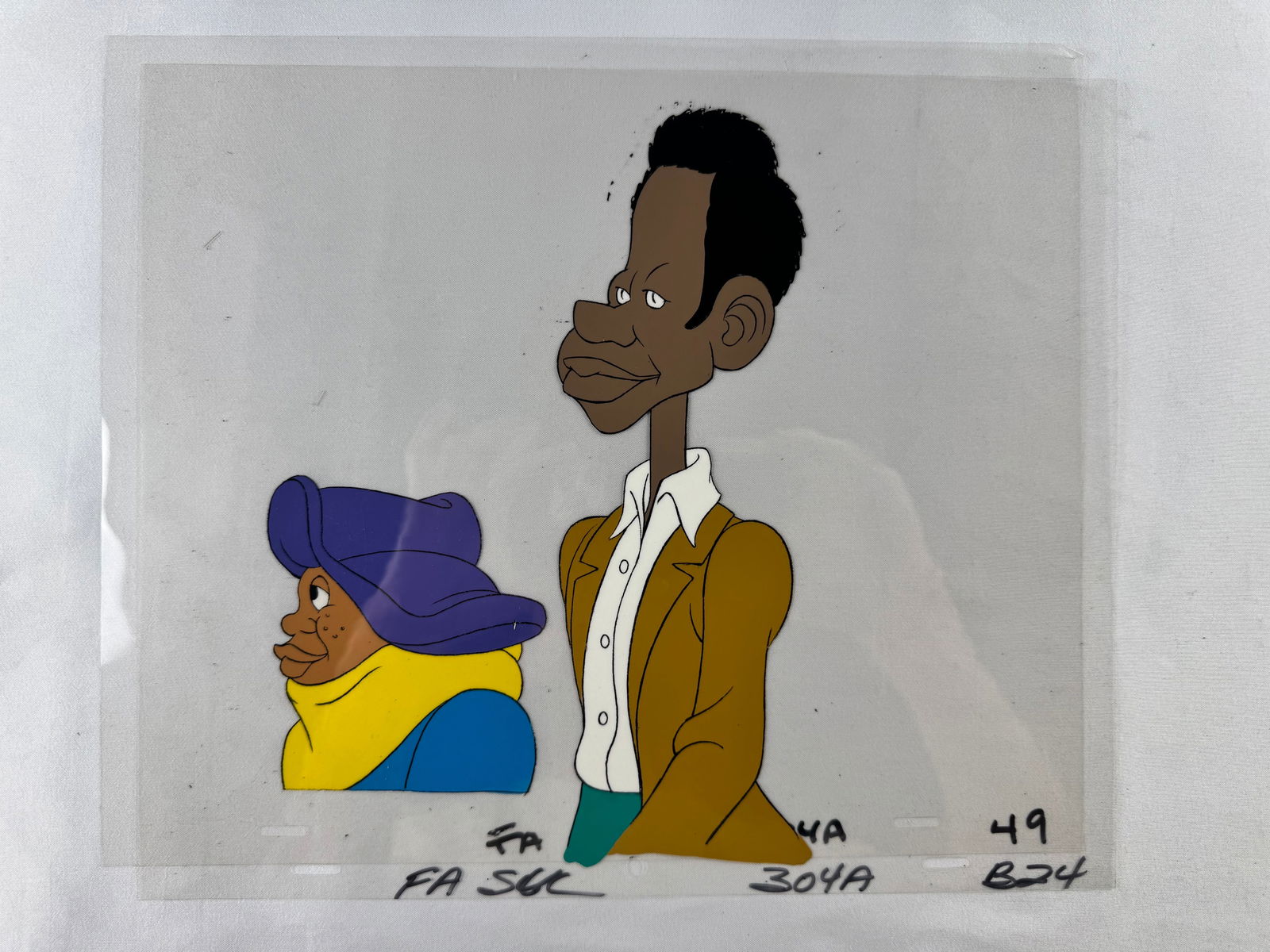 Fat Albert and the Cosby Kids Dumb Donald Mushmouth Production Cel: Hand-painted animation cel depicting Dumb Donald and Mushmouth from Fat Albert and the Cosby Kids. The animated television series originally aired from 1972 to 1985.