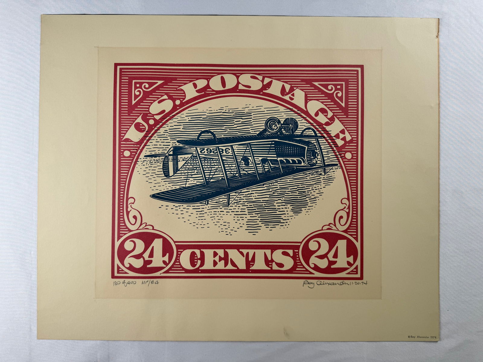 United States Postage Stamp Inverted Jenny 1974 Signed Numbered by Roy Alexander 180/400 (1 of 6)