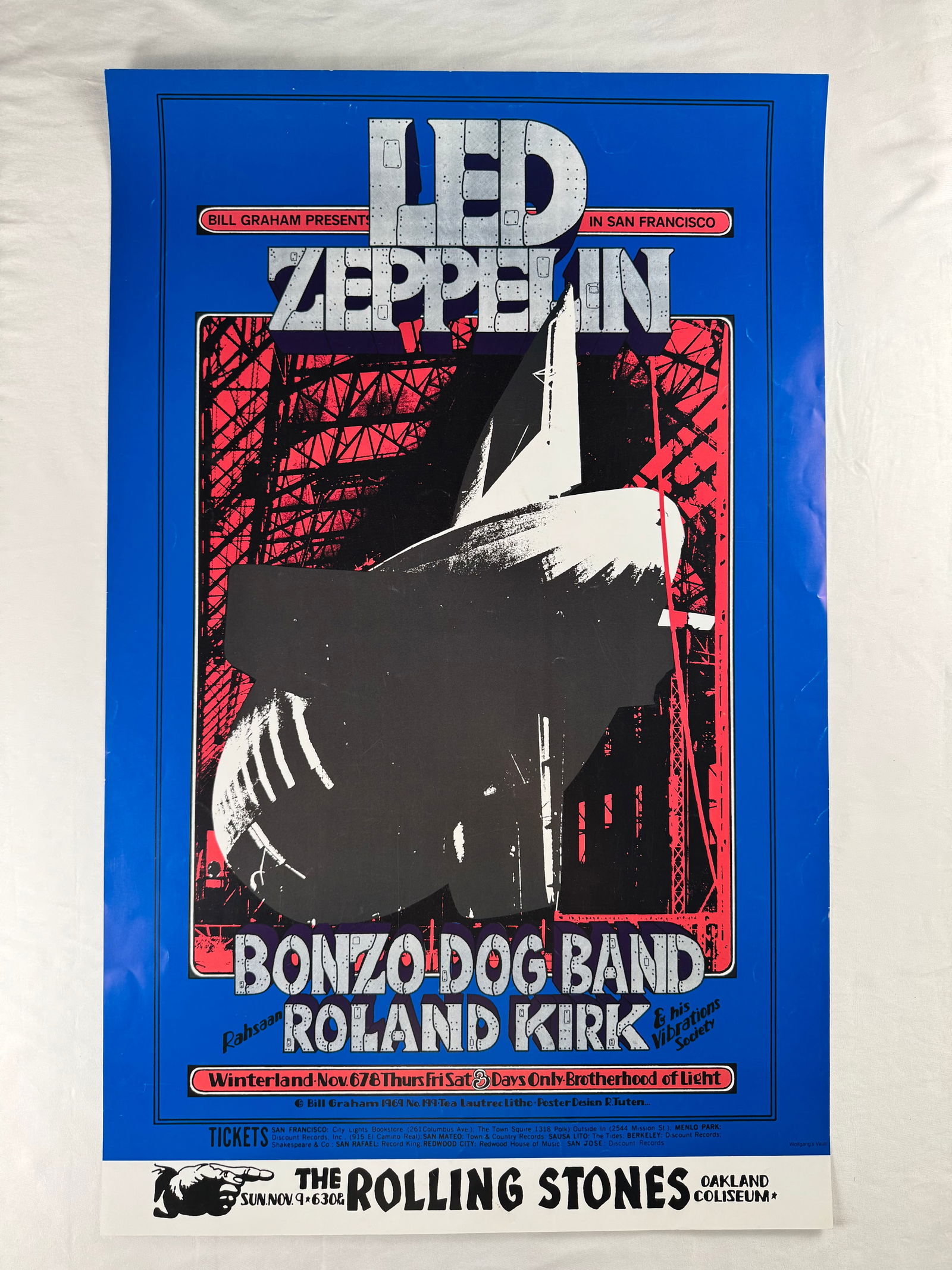 Led Zeppelin Bonzo Dog Band Roland Kirk Winterland Bill Graham Poster (1 of 4)
