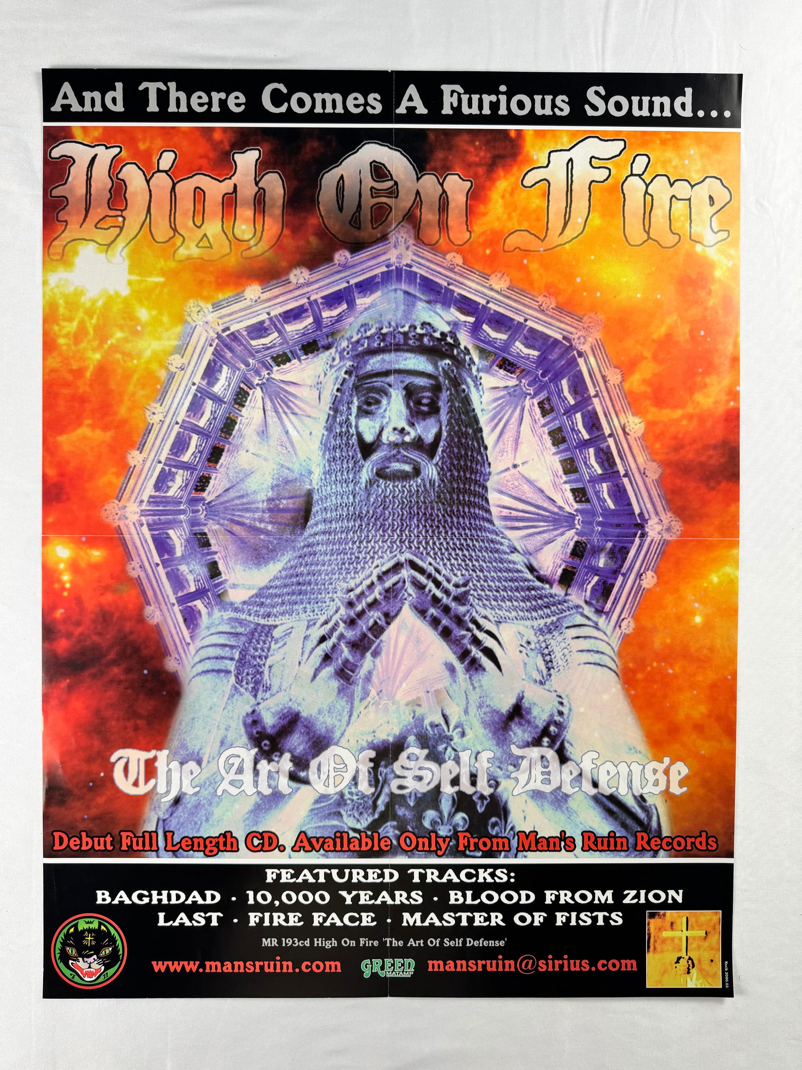High On Fire The Art of Self Defense Promotional Poster: Promotional poster for High On Fire album The Art of Self Defense. Poster advertises debut full-length CD release.