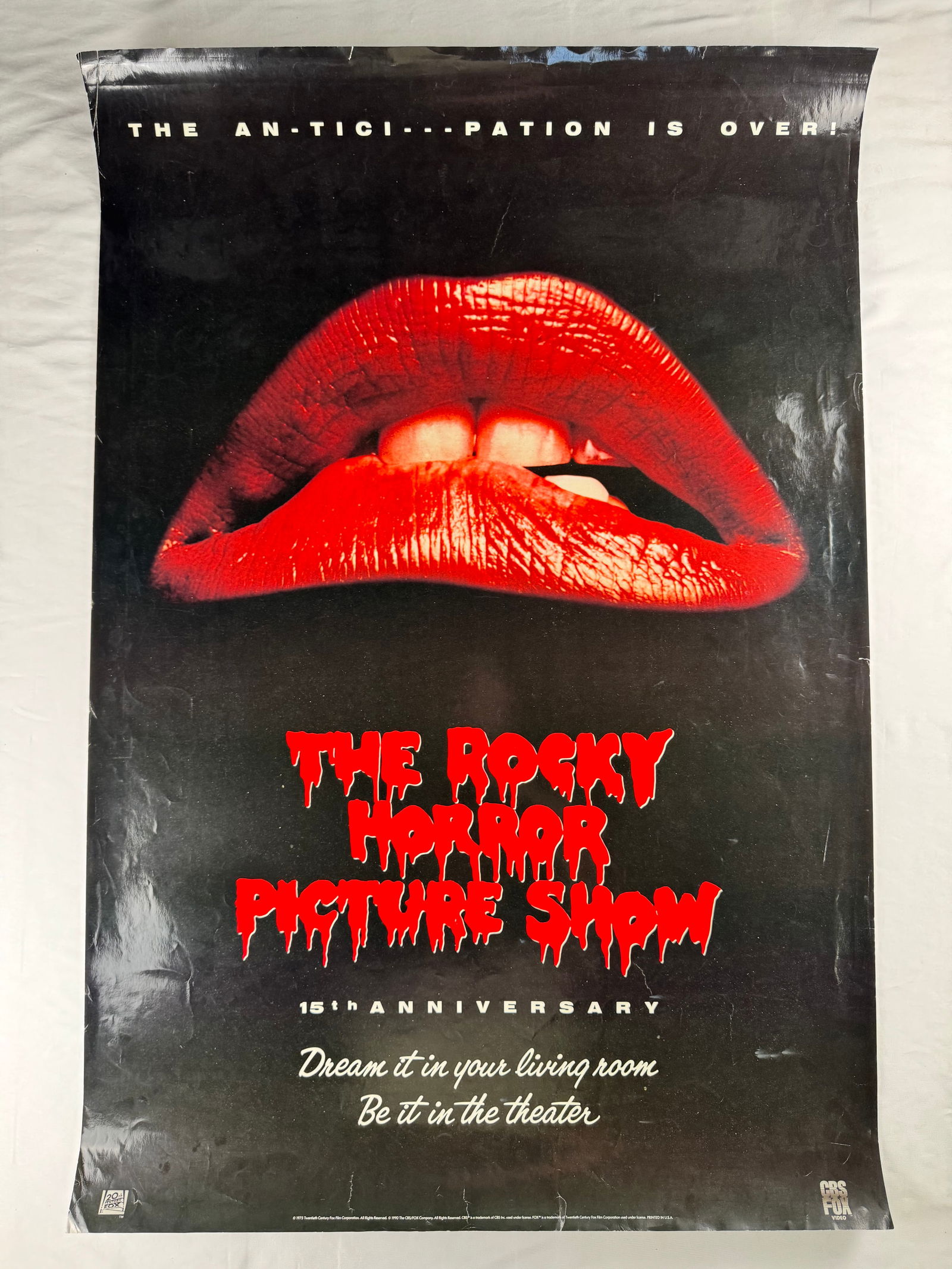 Rocky Horror Picture Show 15th Anniversary Movie Poster: Movie poster celebrating the 15th anniversary of The Rocky Horror Picture Show. Poster promotes home and theatrical viewing.