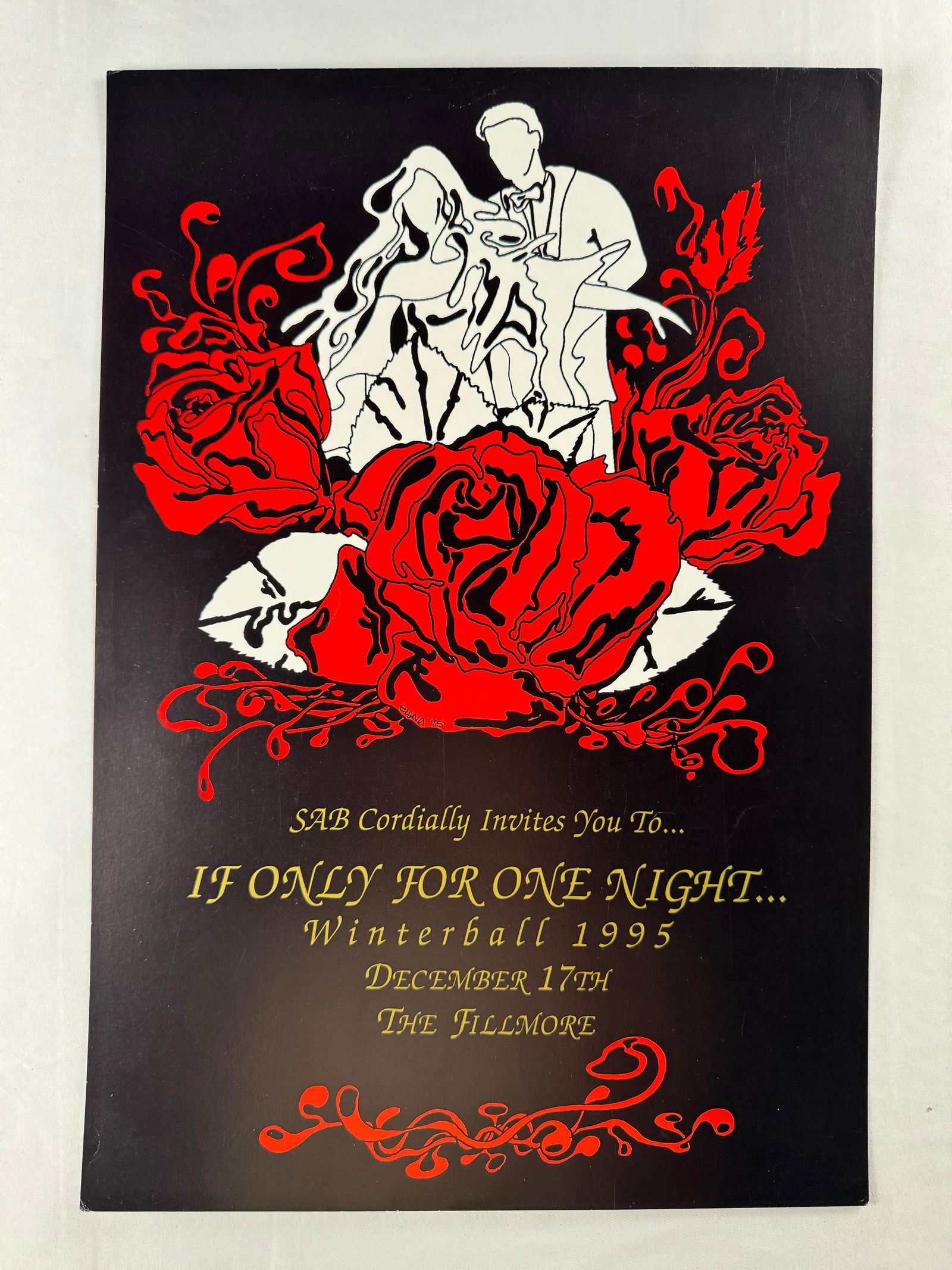 If Only for One Night Winterball Fillmore San Francisco 1995 Poster: Event poster for the Winterball titled If Only for One Night. Held December 17 1995 at the Fillmore in San Francisco.