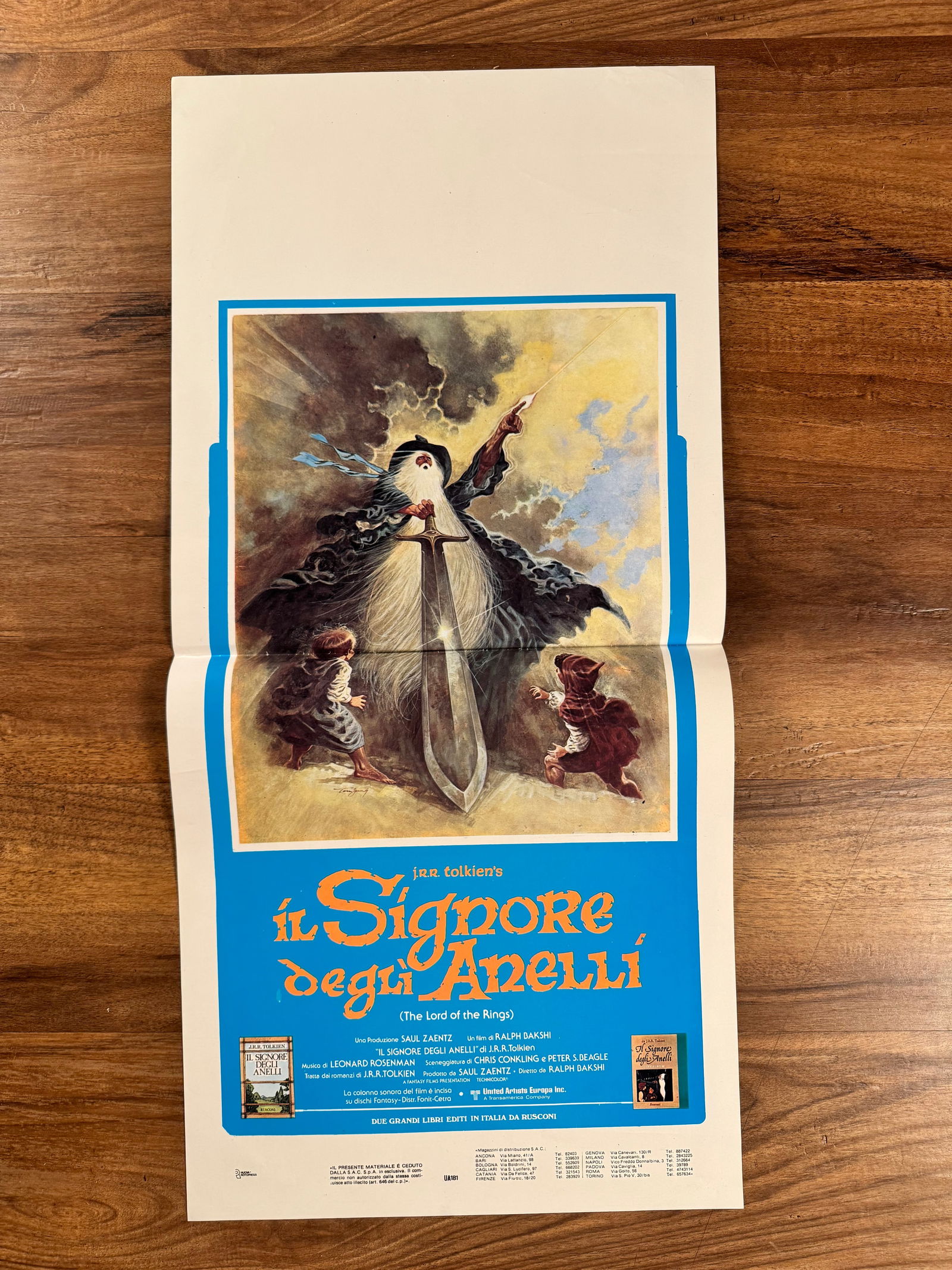 The Lord of the Rings 1978 Italian Locandino Folded Movie Poster 13"x27.5": The Lord of the Rings is a 1978 animated epic fantasy film directed by Ralph Bakshi from a screenplay by Chris Conkling and Peter S. Beagle. It is based on the novel of the same name by J. R. R. Tolki