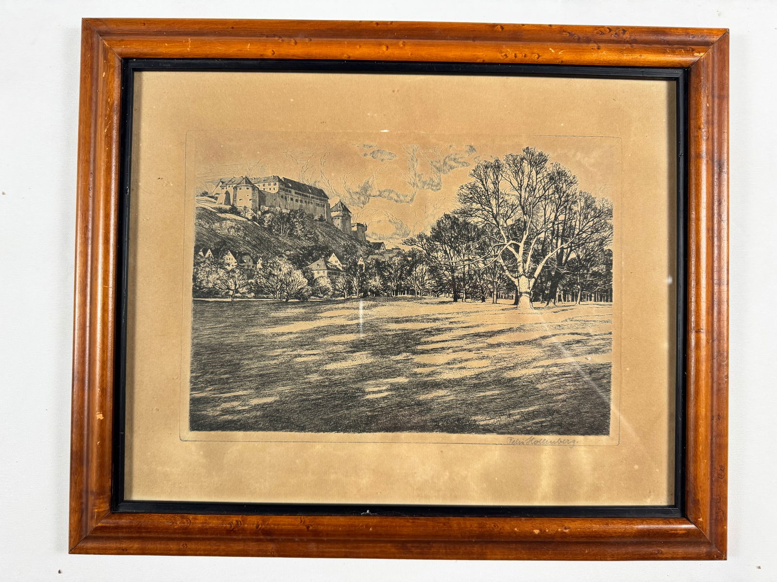 Schloss Hohentubingen Germany by Felix Hollenberg 14x11 (24): Felix Hollenberg (1868–1945) was a German painter, illustrator, and printmaker associated with Symbolism and late 19th-century German art. He is best known for his etchings and graphic works, which