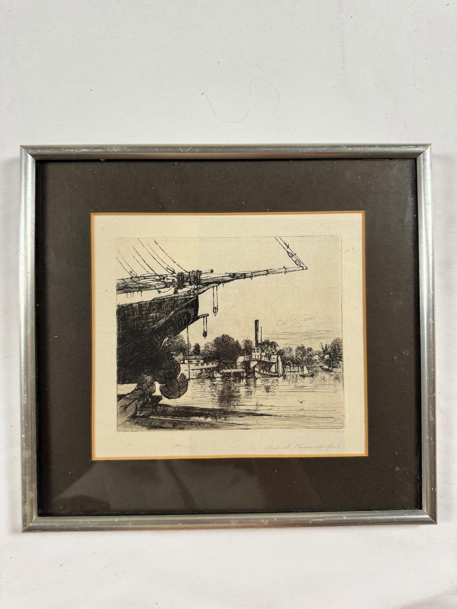 Untitled Etching by Charles A Vanderhoof Signed Framed 7x6.5 (14) (1 of 5)