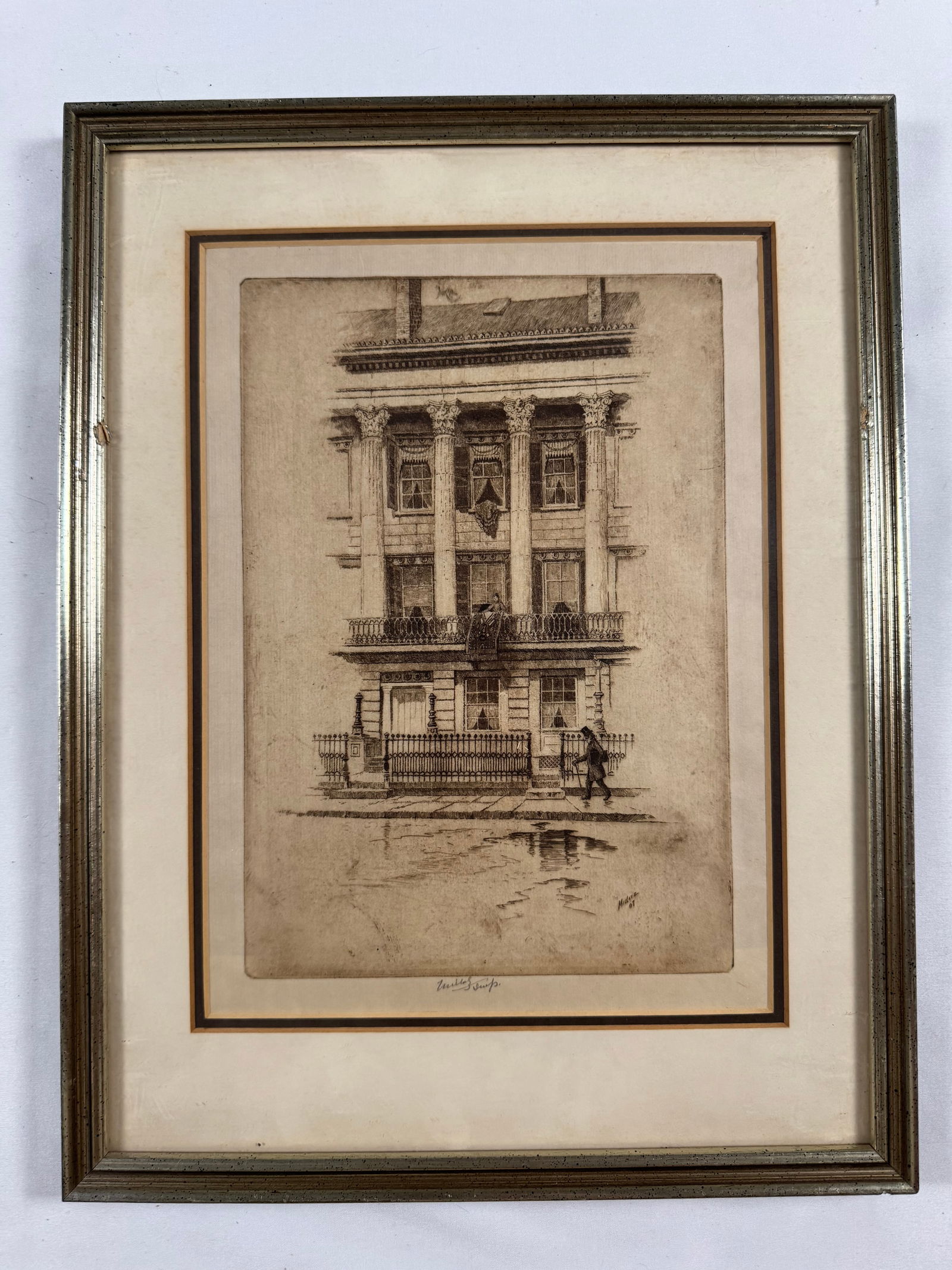 The Colonnade by Charles Frederick William Mielatz 1907 Etching Signed Framed 8x11 Original (10) (1 of 5)
