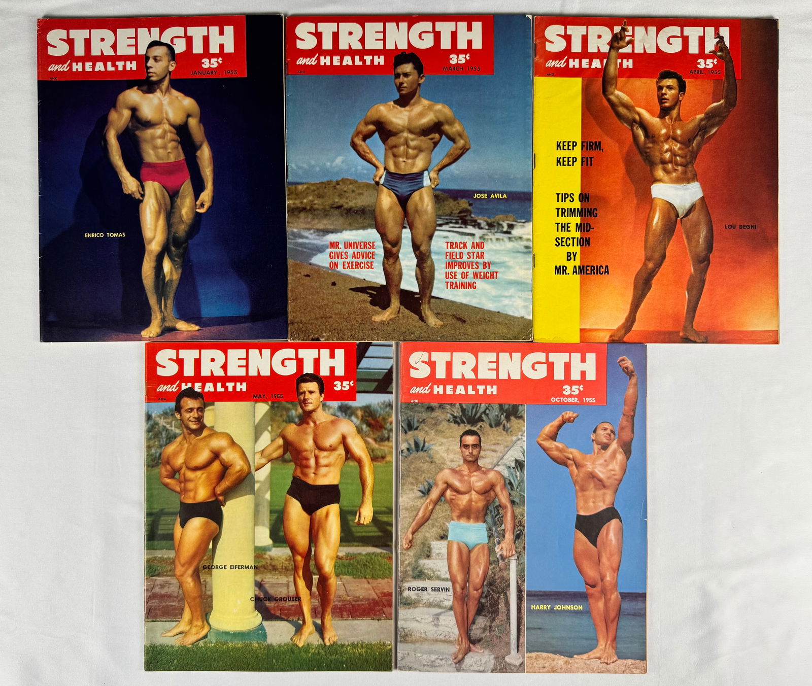 Lot of 5 Strength & Health Magazines 1955 – Gay Interest Photography (1 of 6)