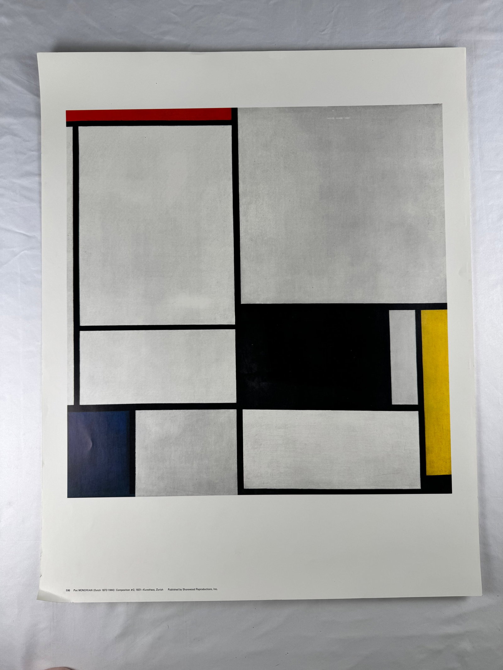 Piet Mondrian Composition Art Poster (After 1921 Painting): Poster featuring Piet Mondrian’s Composition No. 2 from 1921. Issued as an authorized art poster.
