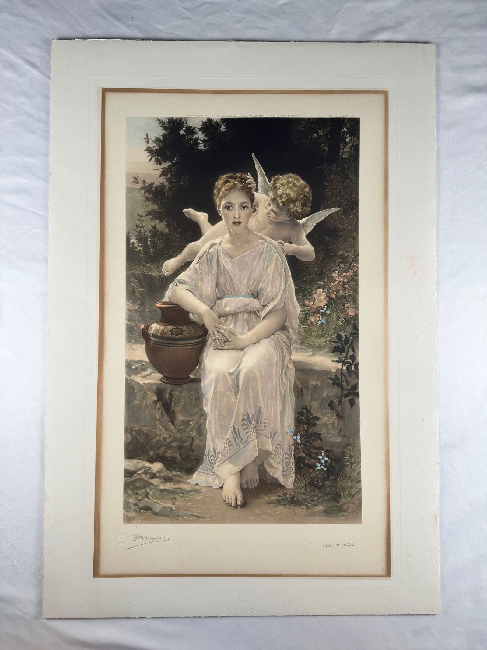 John Douglas Miller First Whispers of Love Chromolithograph 21 x 31 (1 of 5)