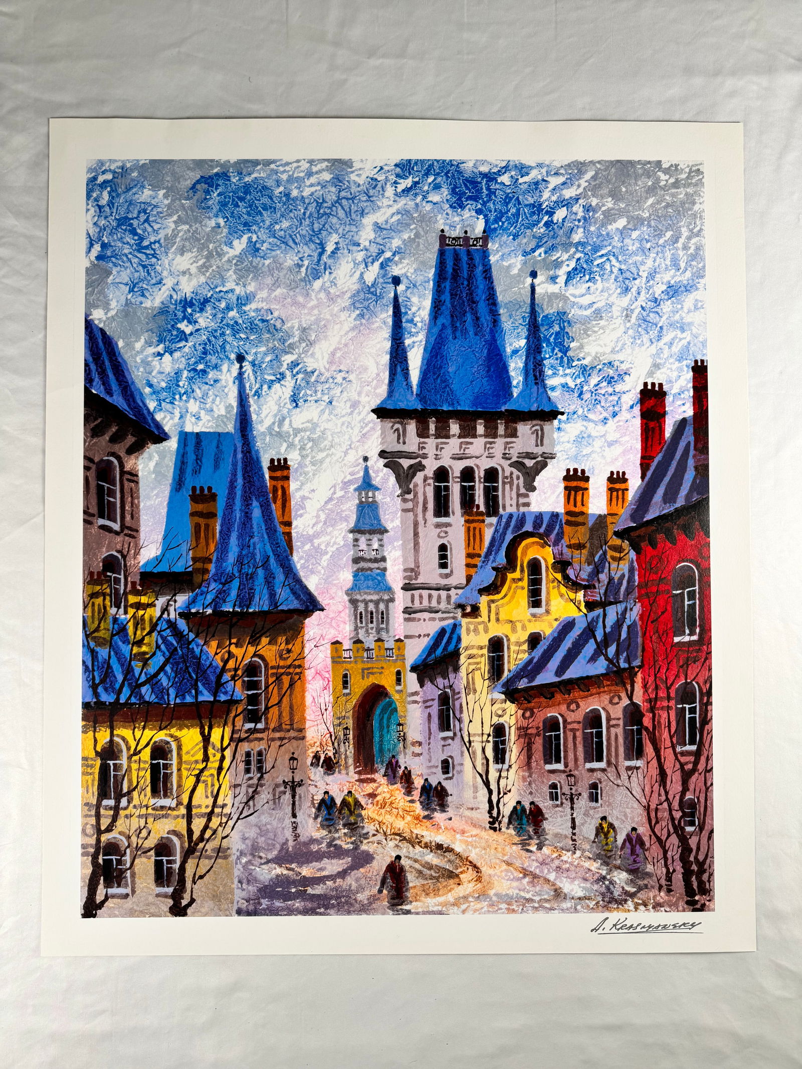 Street Of Old Prague by Anatole Krasnyansky 2007 Printed Signature in Plate Framed Seriolithograph (1 of 5)