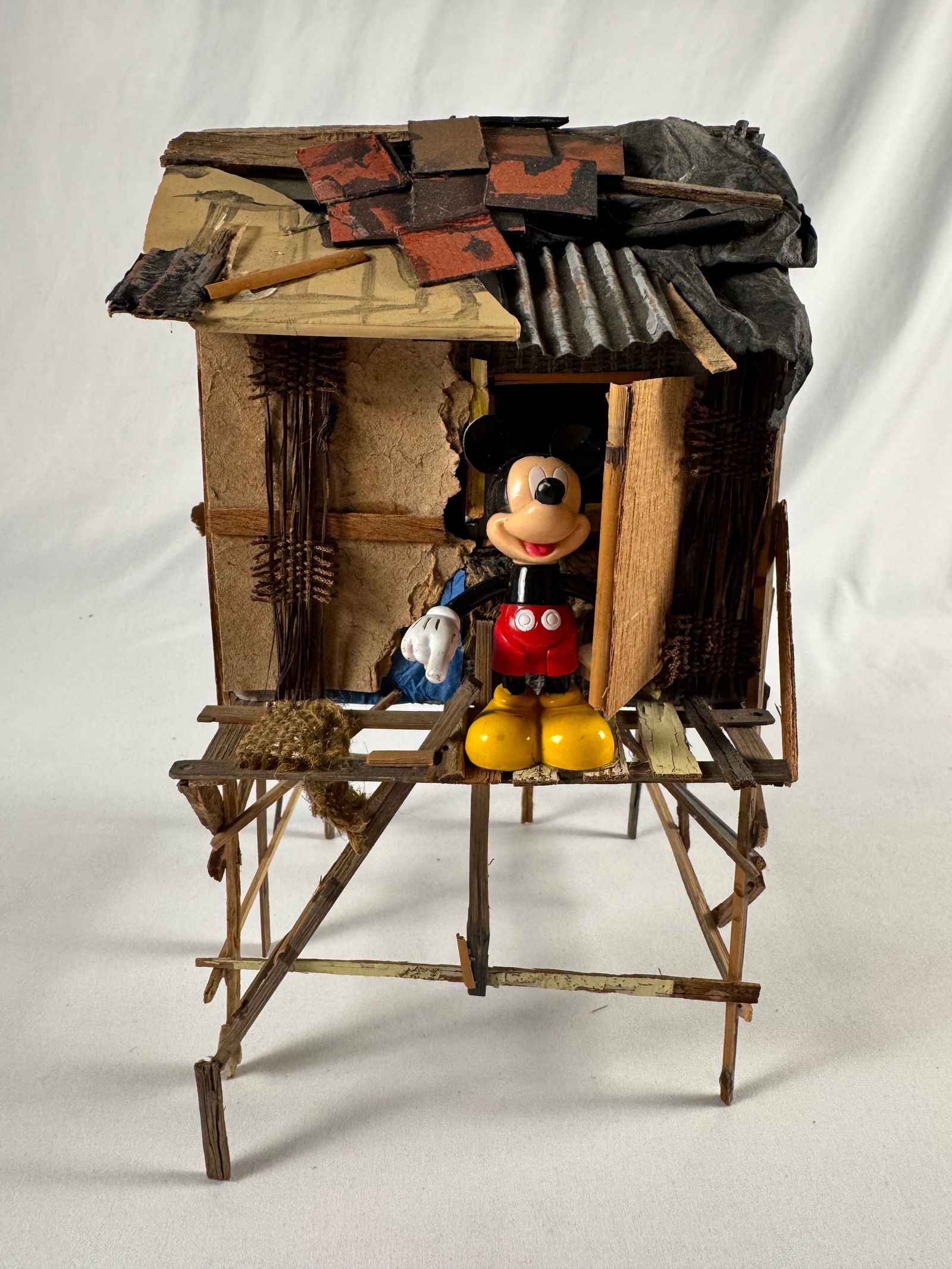 Jeff Gillette – Worst Case Scenario – Signed Sculpture from Mini Shacks Series (Dismayland: Jeff Gillette is an American painter and sculptor recognized for his dystopian landscapes, satirical Disney-inspired imagery, and mixed-media constructions, using dark humor to examine poverty, global