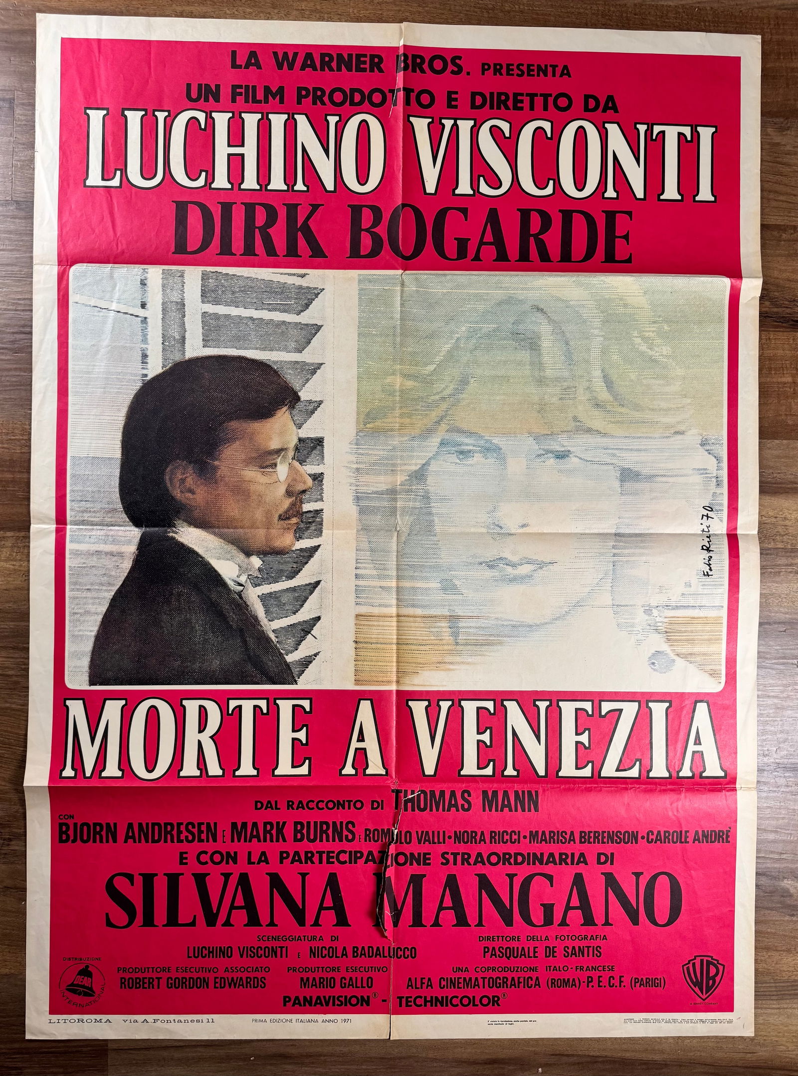 Death in Venice 1971 Original 2 Fogli Italian 1P Folded Movie Poster 39"x55": Death in Venice (Italian: Morte a Venezia) is a 1971 historical drama film directed and produced by Italian filmmaker Luchino Visconti, and adapted by Visconti and Nicola Badalucco from the 1912 novel