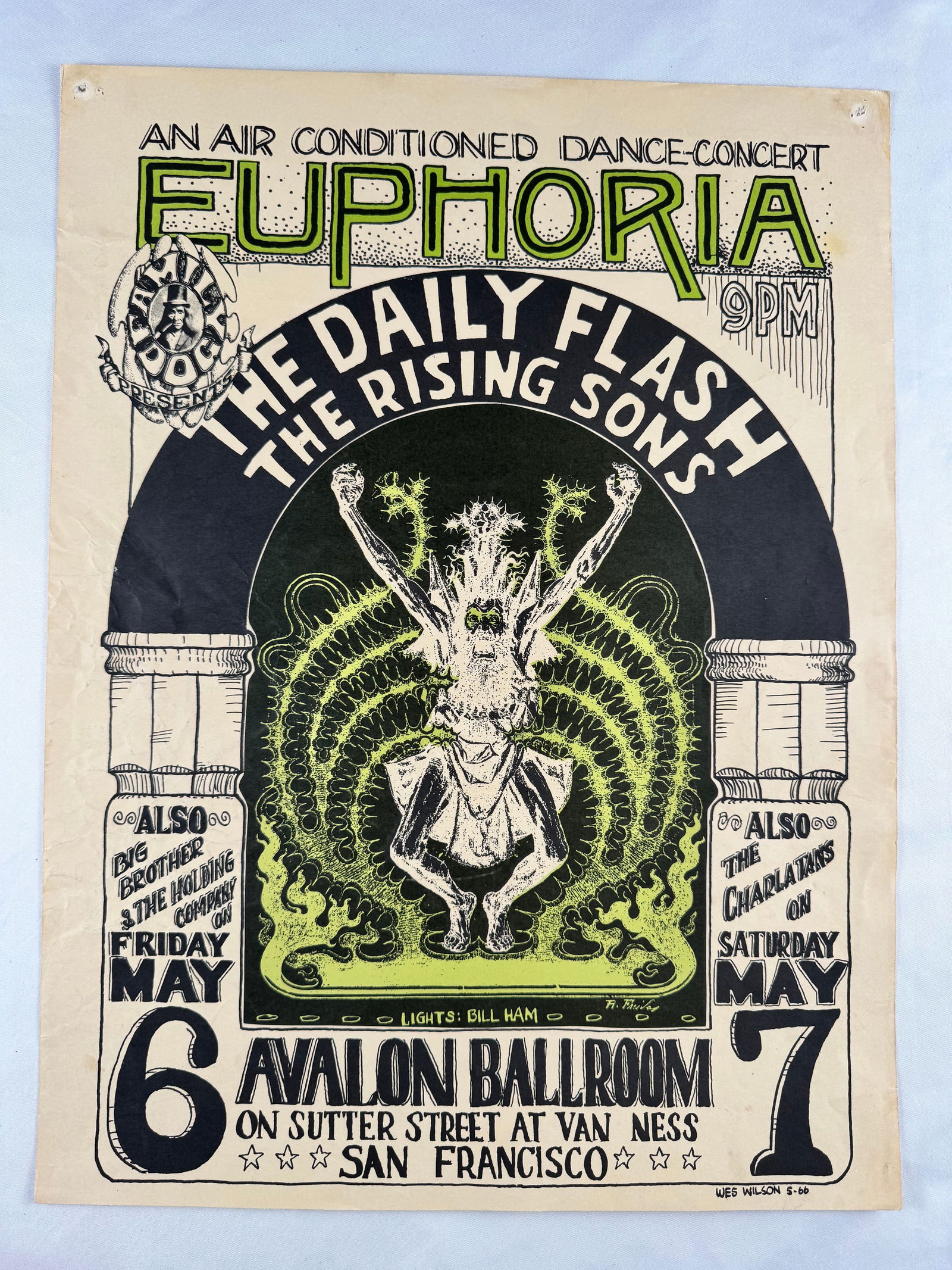 Wes Wilson Euphoria The Daily Flash The Rising Suns Avalon Ballroom Concert Poster 1966 (1 of 6)
