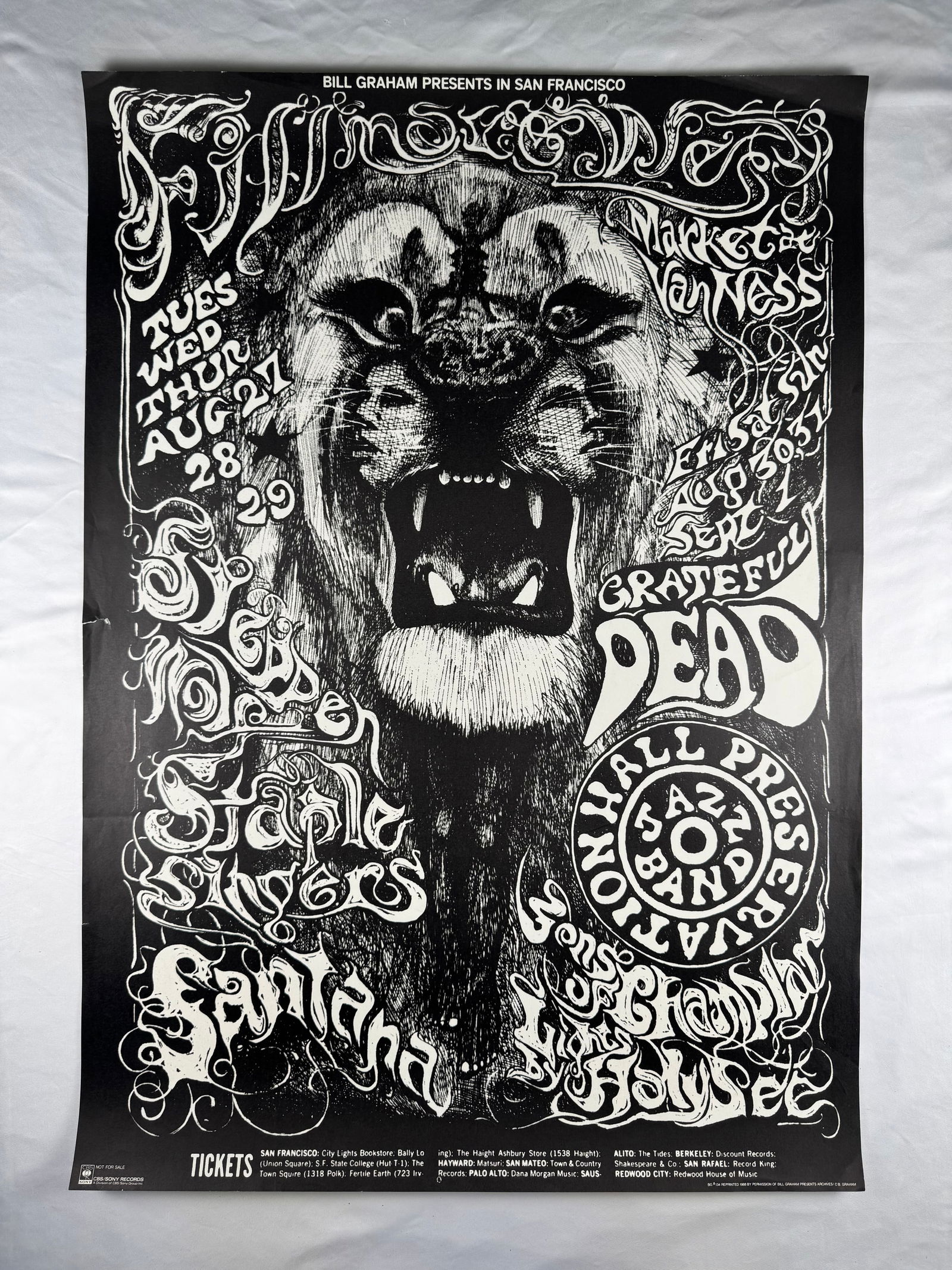 Grateful Dead Fillmore West Concert Poster August 1968 (1 of 5)